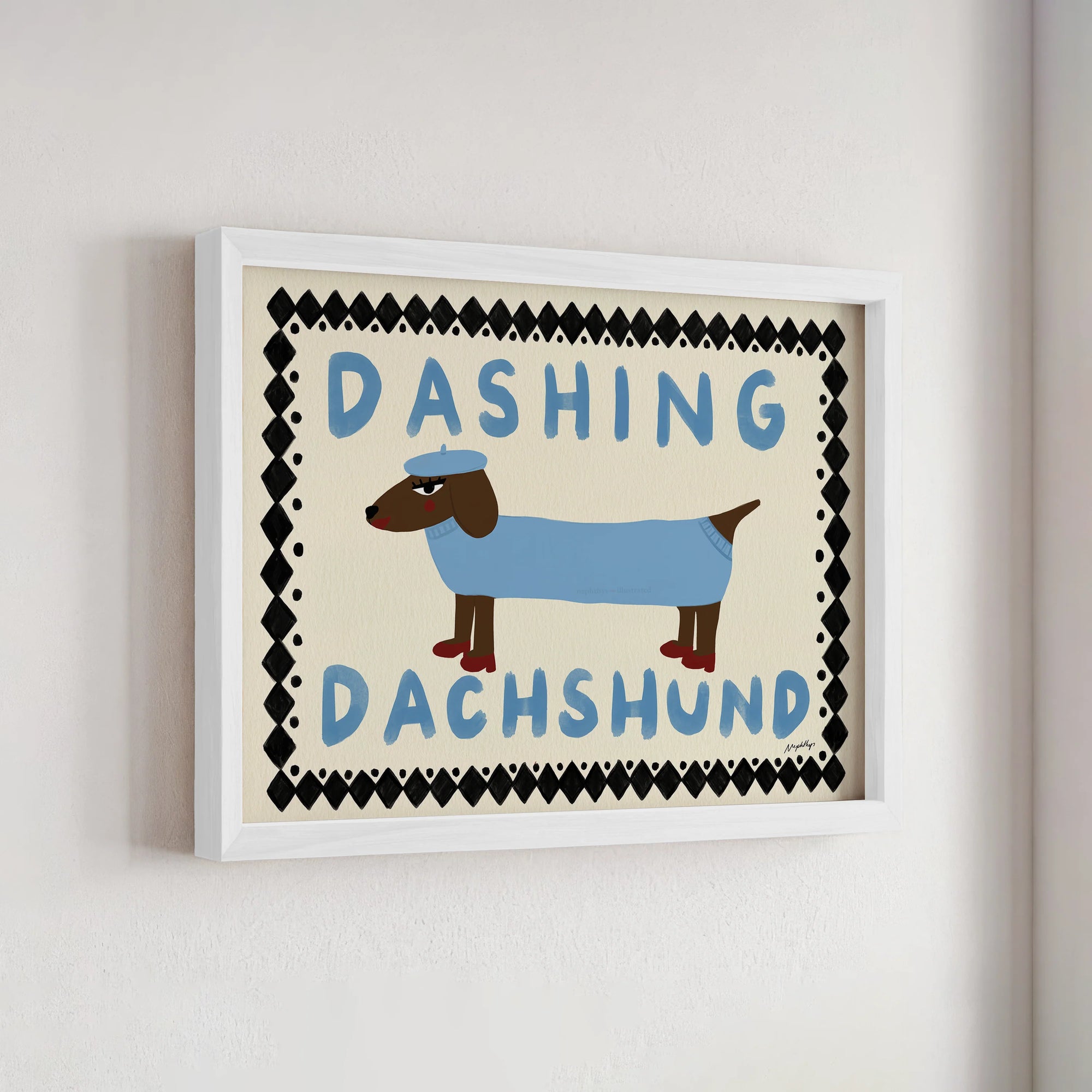 Dashing Dachshund Print - A3