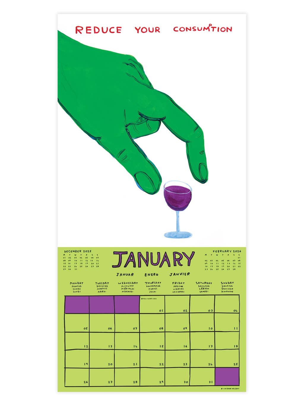 David Shrigley Official 2026 Wall Calendar - Modern Love Store Glasgow