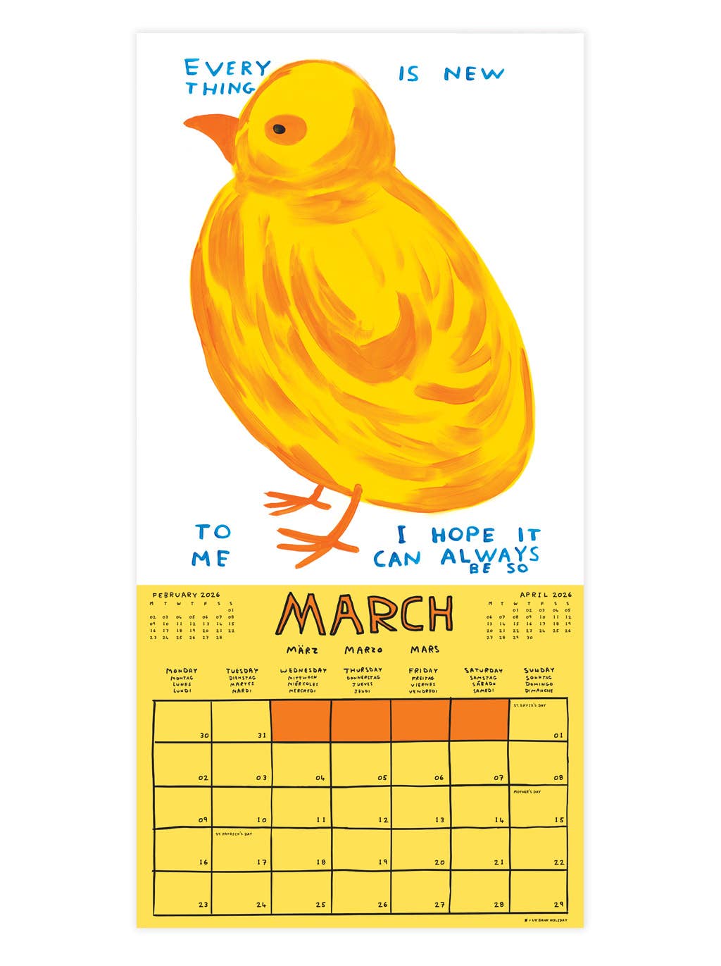 David Shrigley Official 2026 Wall Calendar - David Shrigley x Brainbox Candy Modern Love Store Glasgow