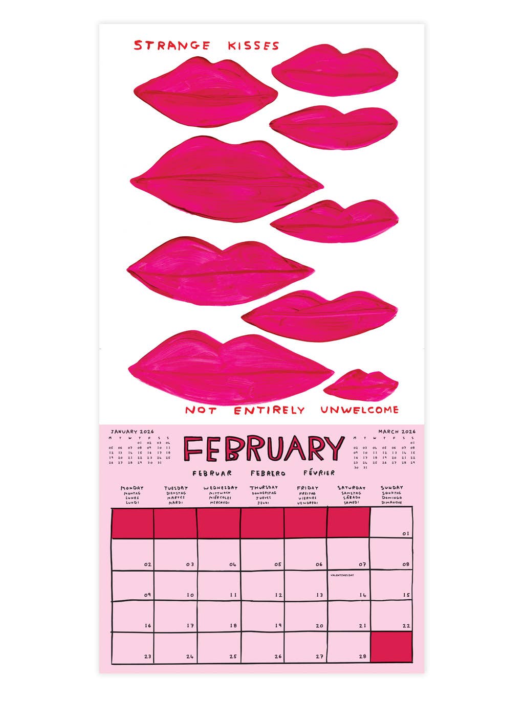 David Shrigley Official 2026 Wall Calendar - David Shrigley x Brainbox Candy Modern Love Store Glasgow