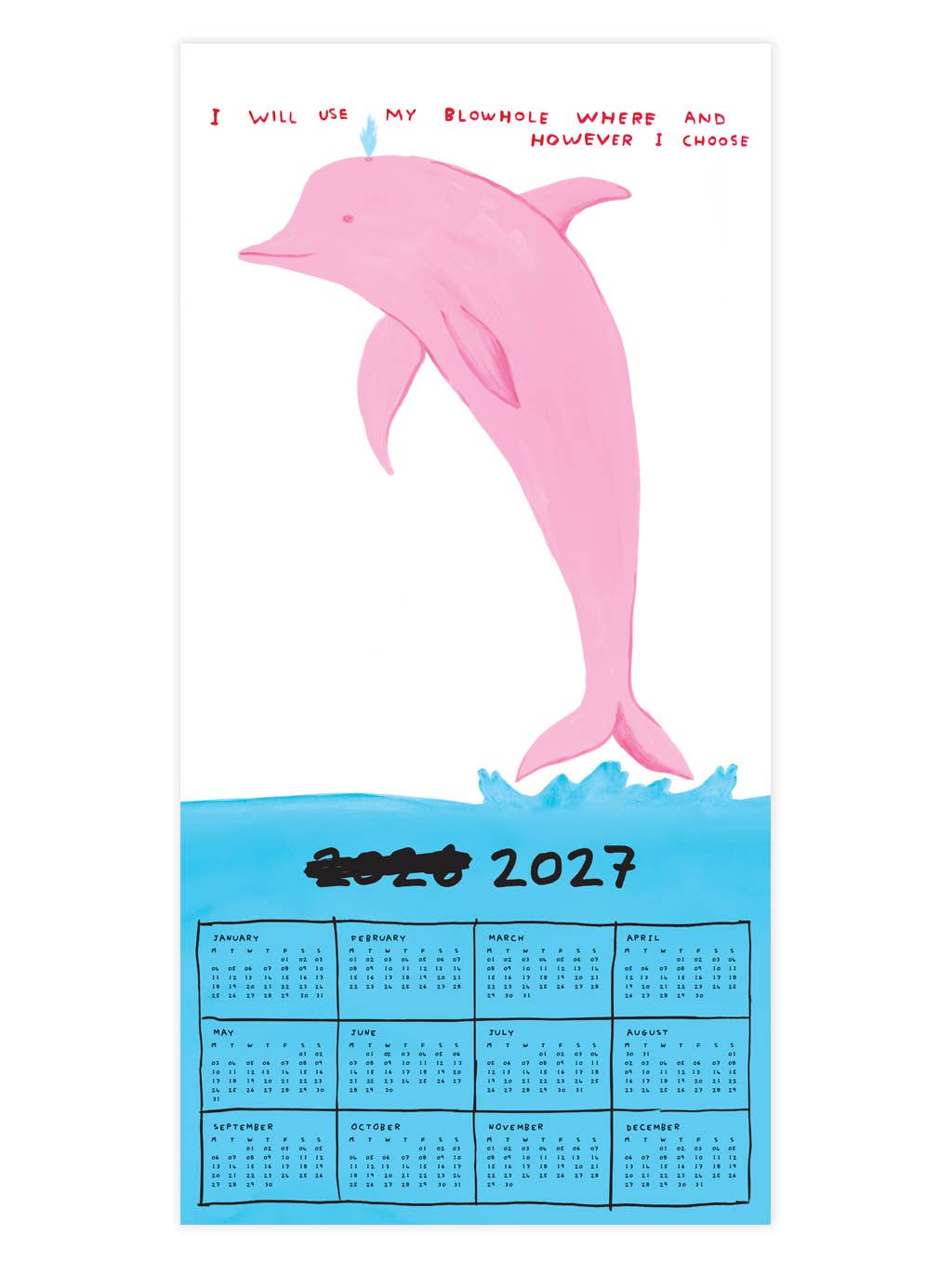 David Shrigley Official 2026 Wall Calendar - David Shrigley x Brainbox Candy Modern Love Store Glasgow