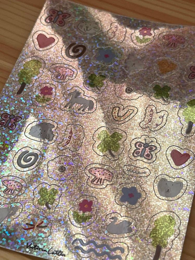 All the pals world glitter vinyl sticker sheet