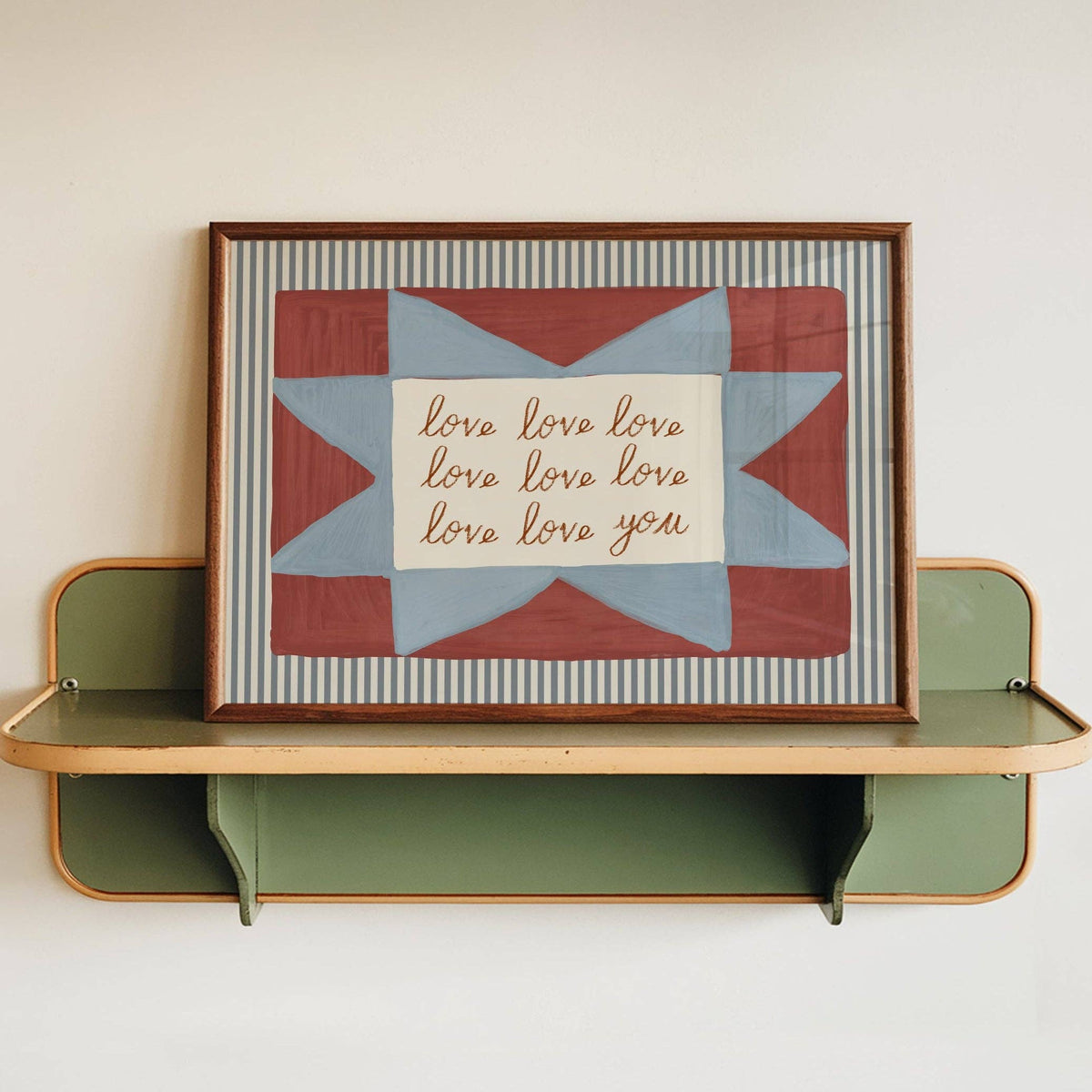 Love Love Love Love You Print: Blue / Unframed / A4