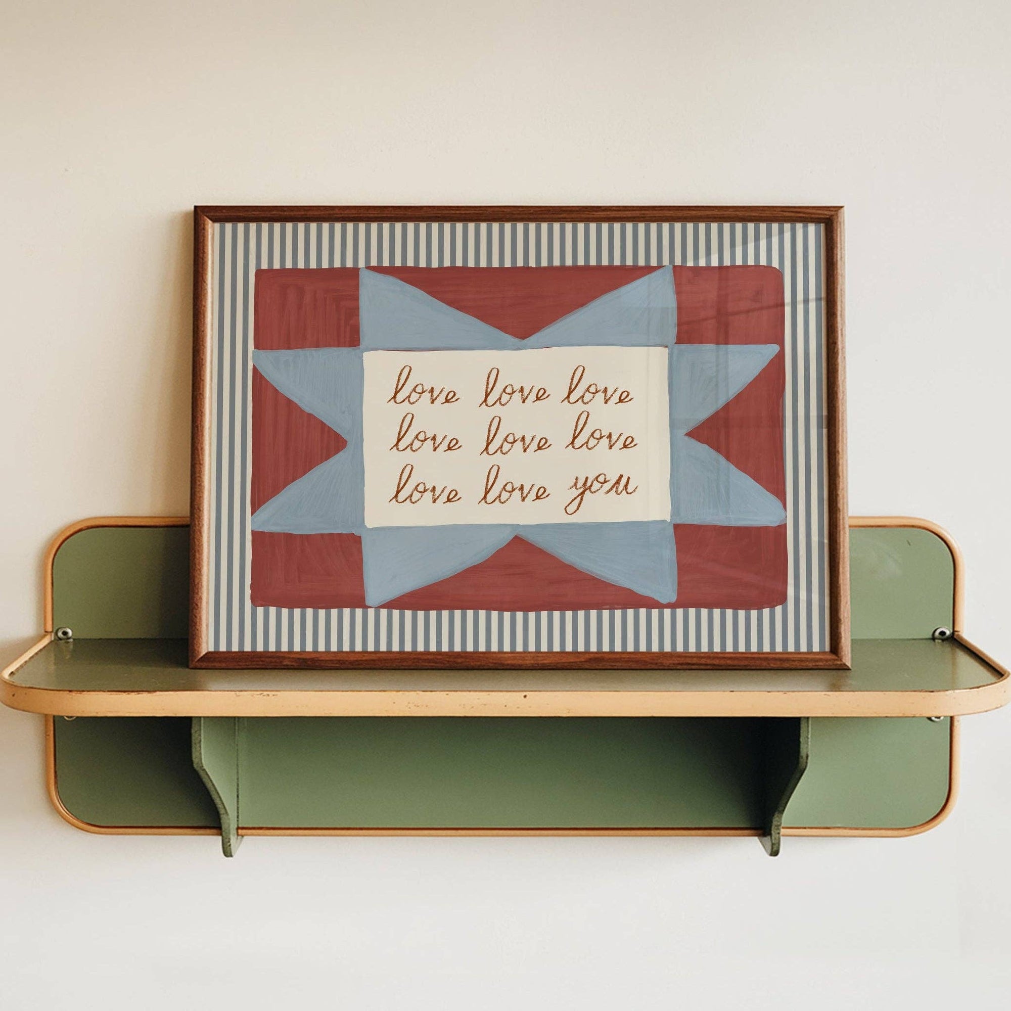 Love Love Love Love You Print - Blue & Red/ Various Sizes