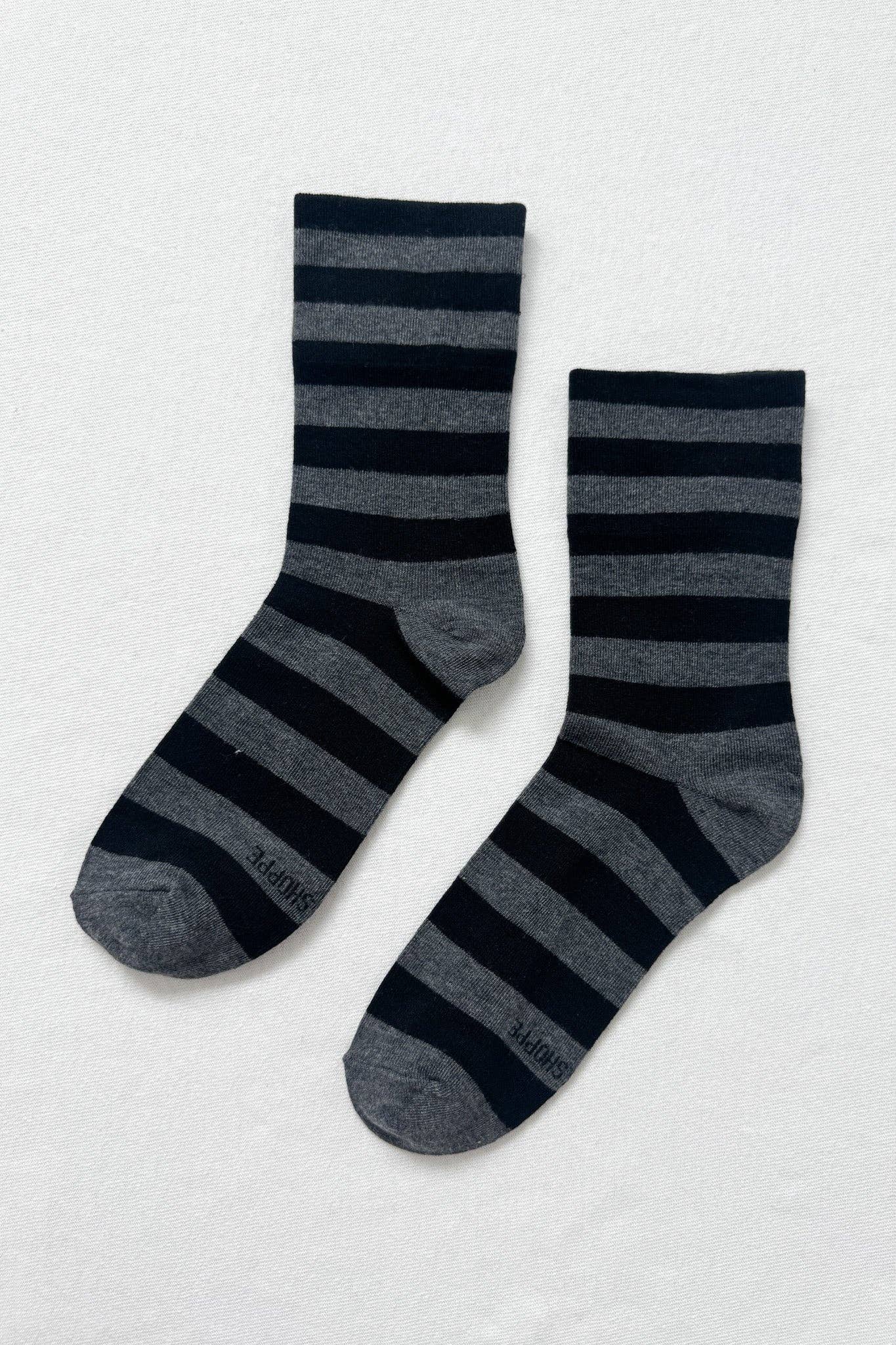 Le Bon Shoppe Wide Wally Socks - Navy Stripe