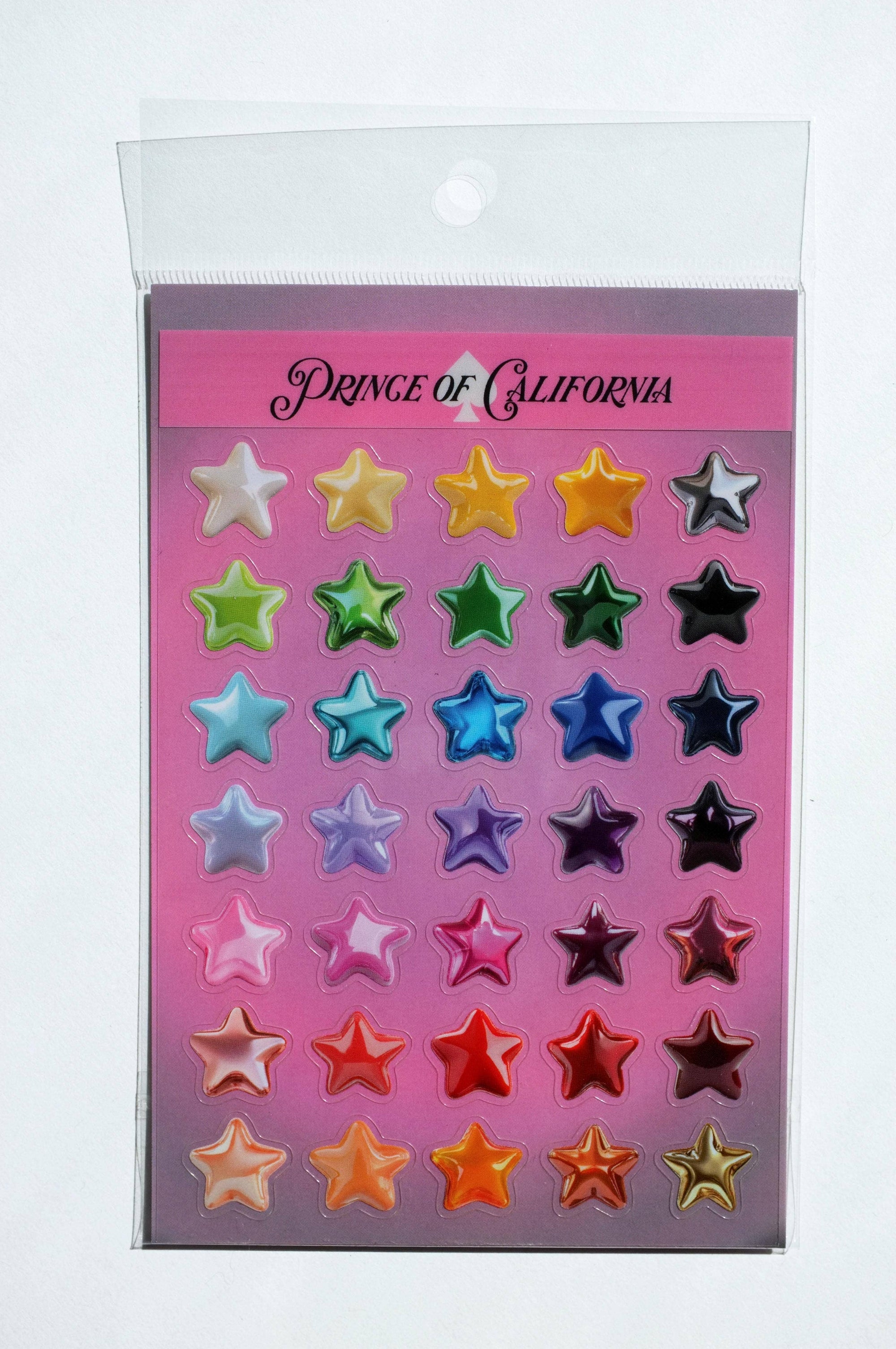 Prince of California Transparent Rainbow Star Sticker Sheet