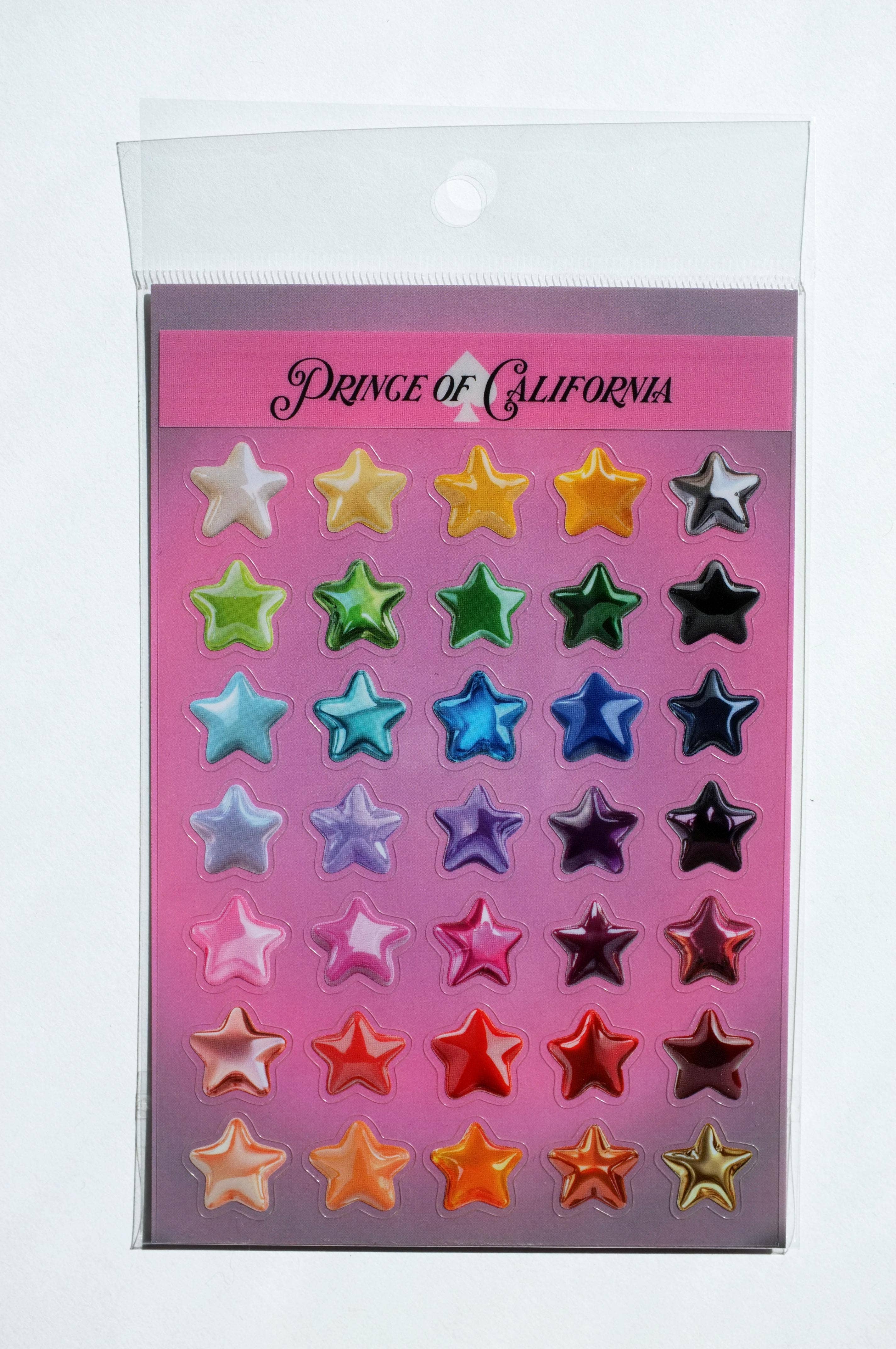 Prince of California Transparent Rainbow Star Sticker Sheet