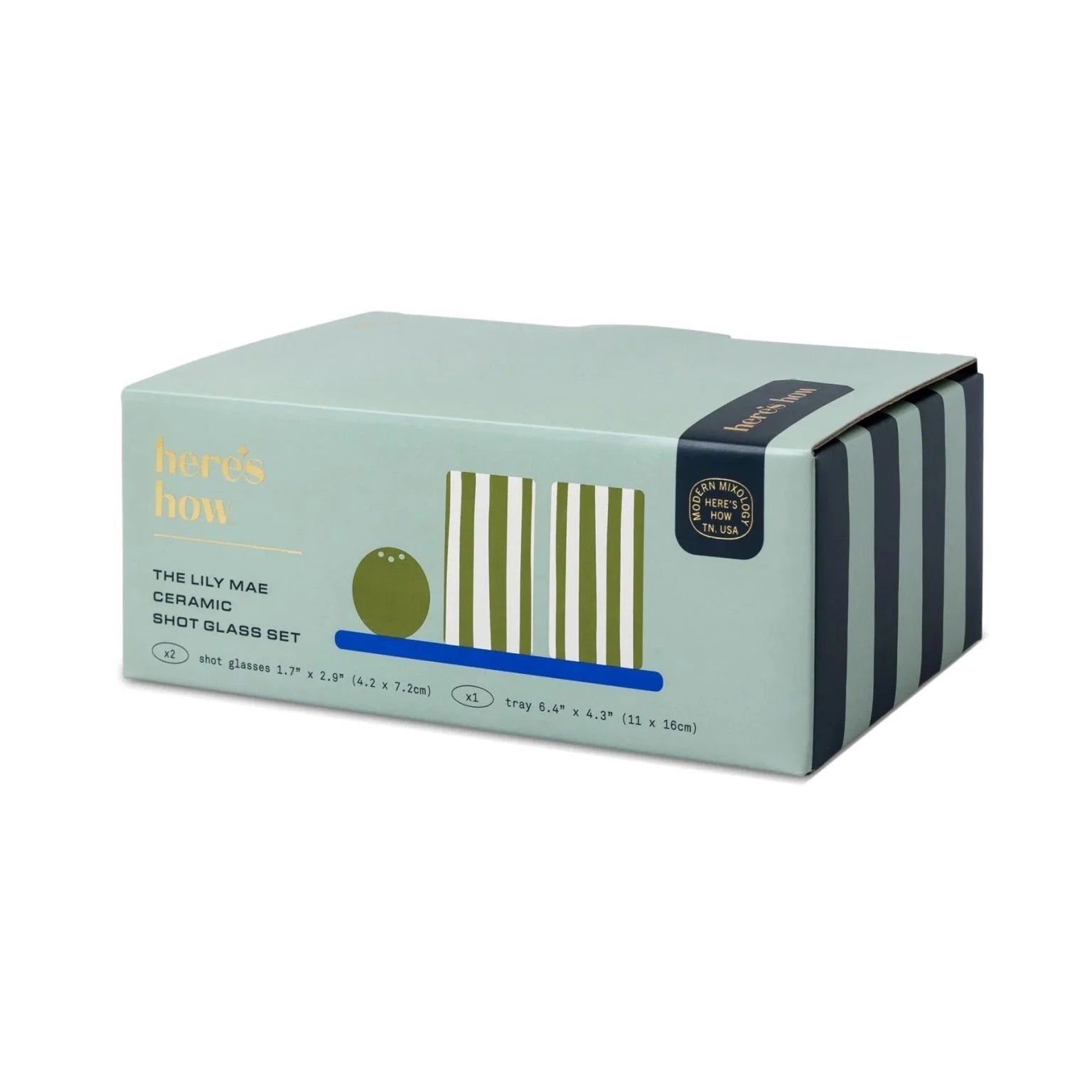 The Lily Mae Ceramic Tequila Shot Glass Set - Cobalt + Olive glassware 