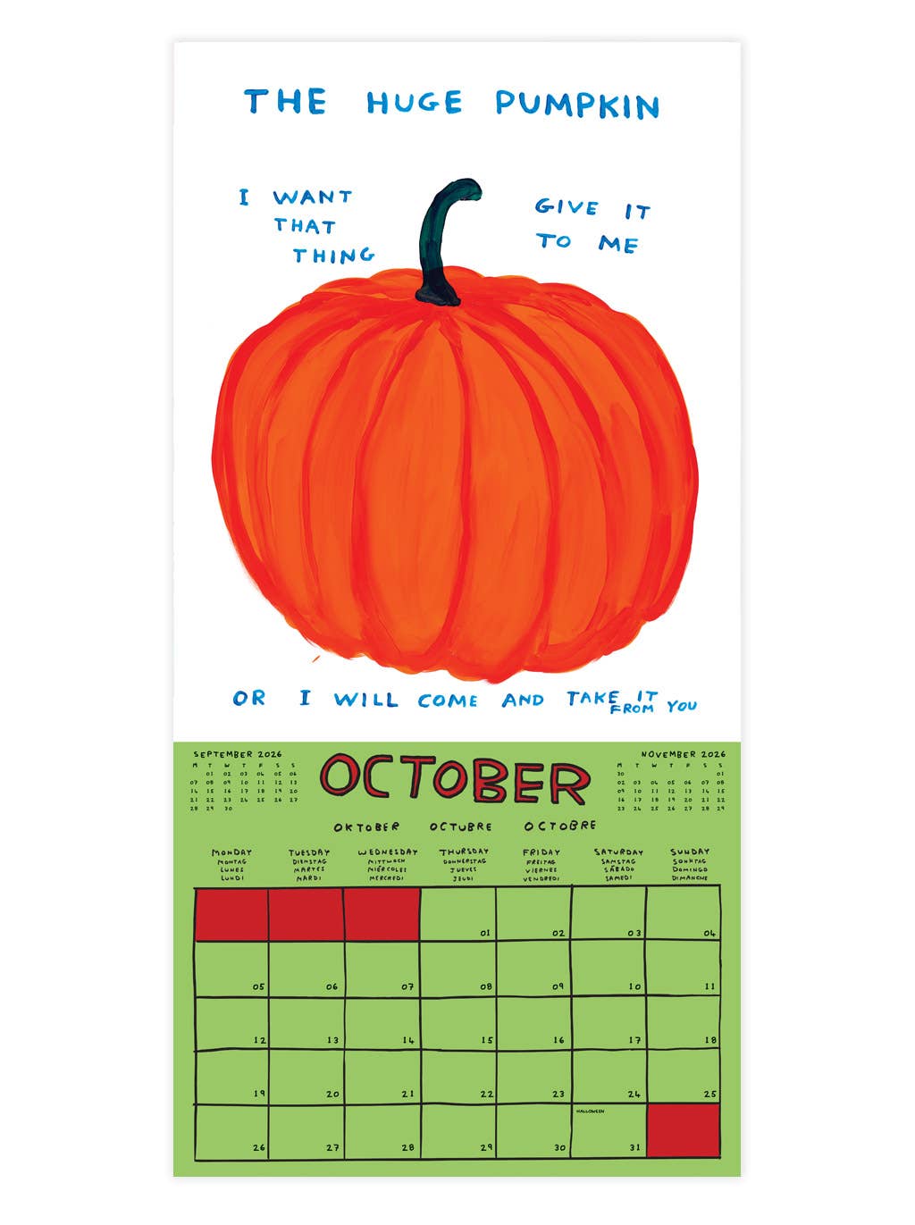 David Shrigley Official 2026 Wall Calendar