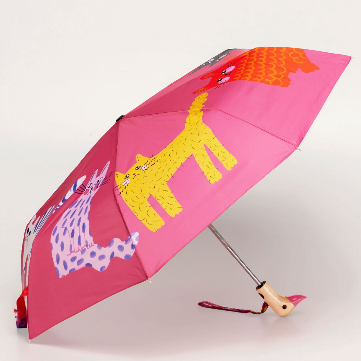 Fuchsia Arty Cats Duck Umbrella