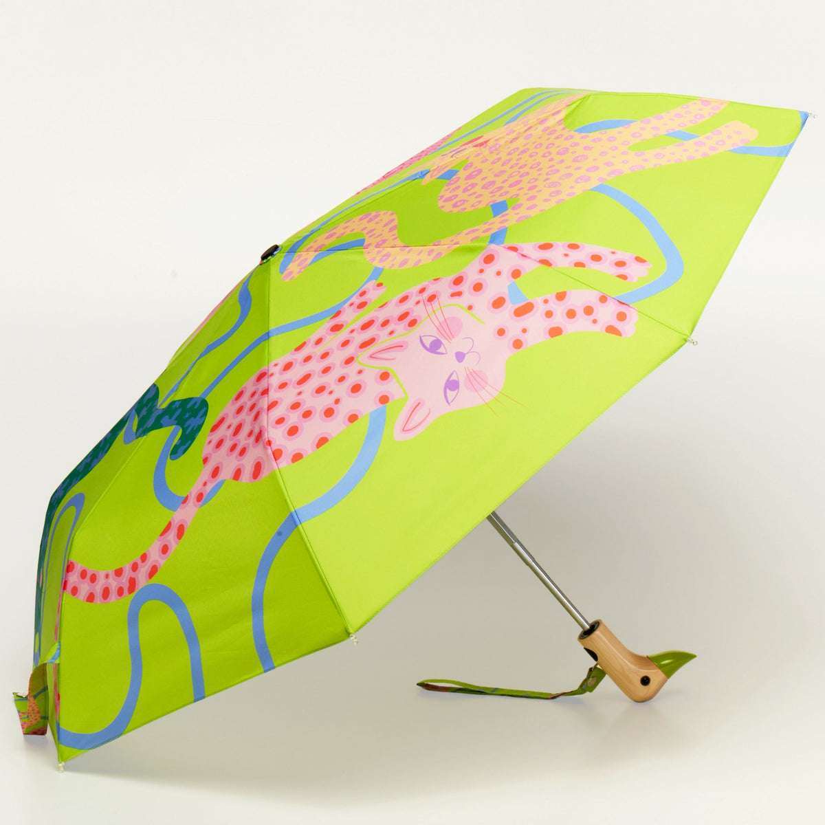 Lime Arty Cats Duck Umbrella