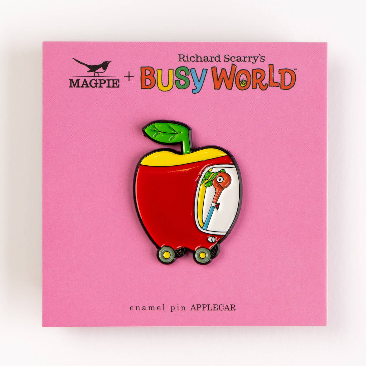 Magpie x Richard Scarry Applecar enamel pin, photo 2