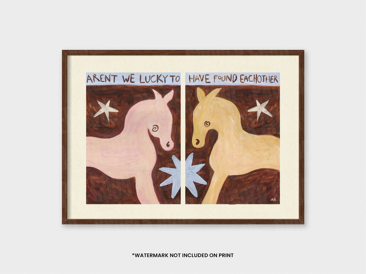 Lucky Horses Quote Hand Painted Print