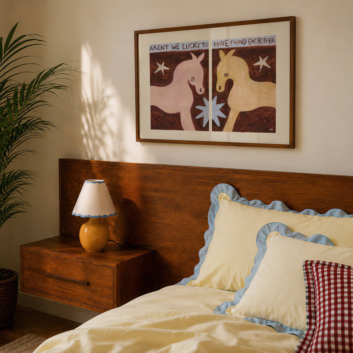 Lucky Horses Quote Hand Painted Print