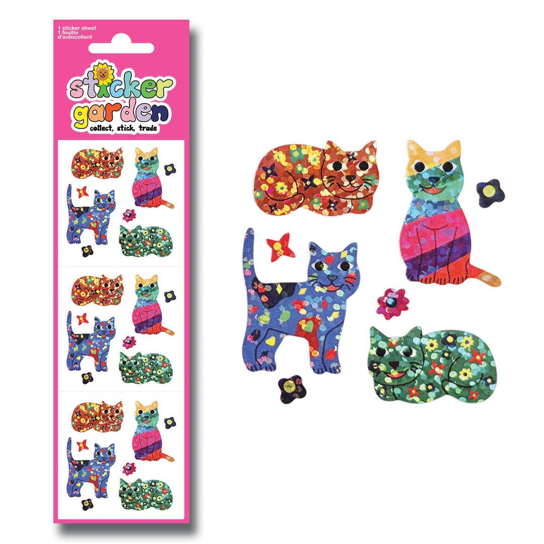 Sparkle Groovy Cats Stickers Nostalgia: English