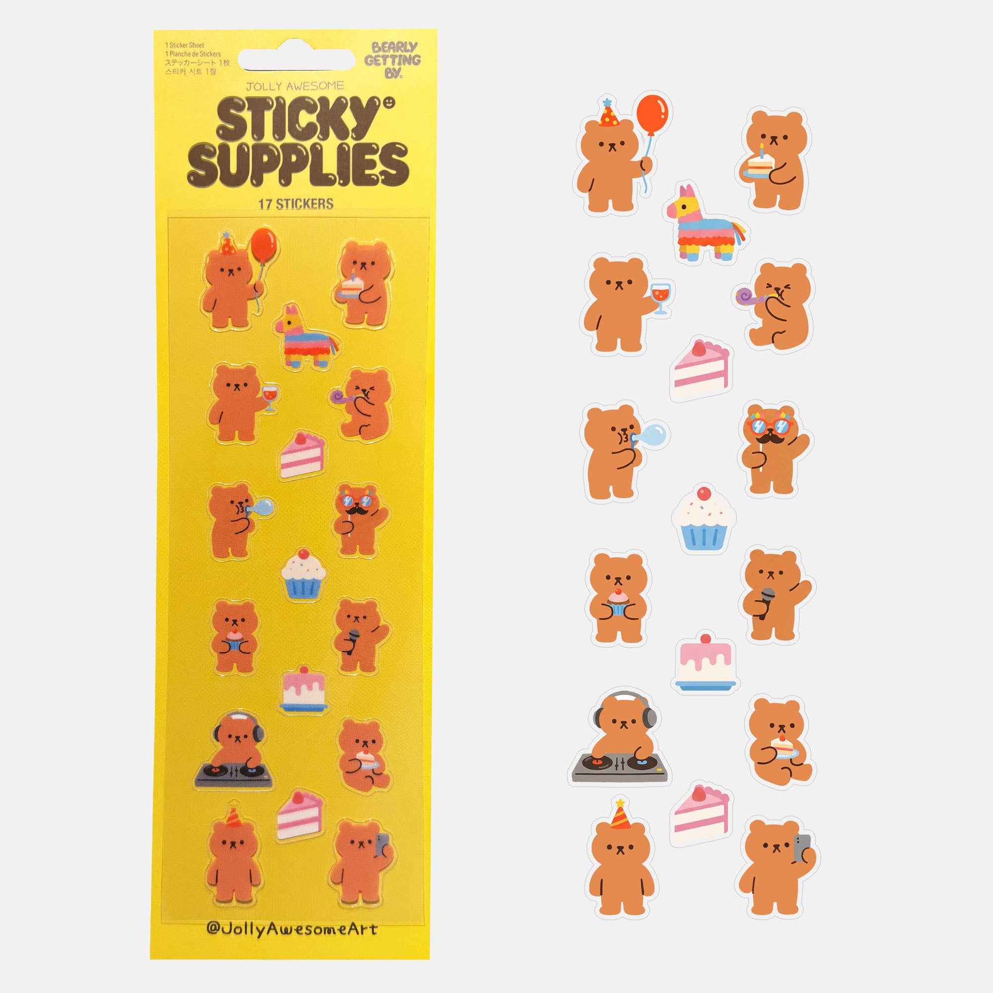 BEARLY GETTING BY PARTY STICKER SHEET