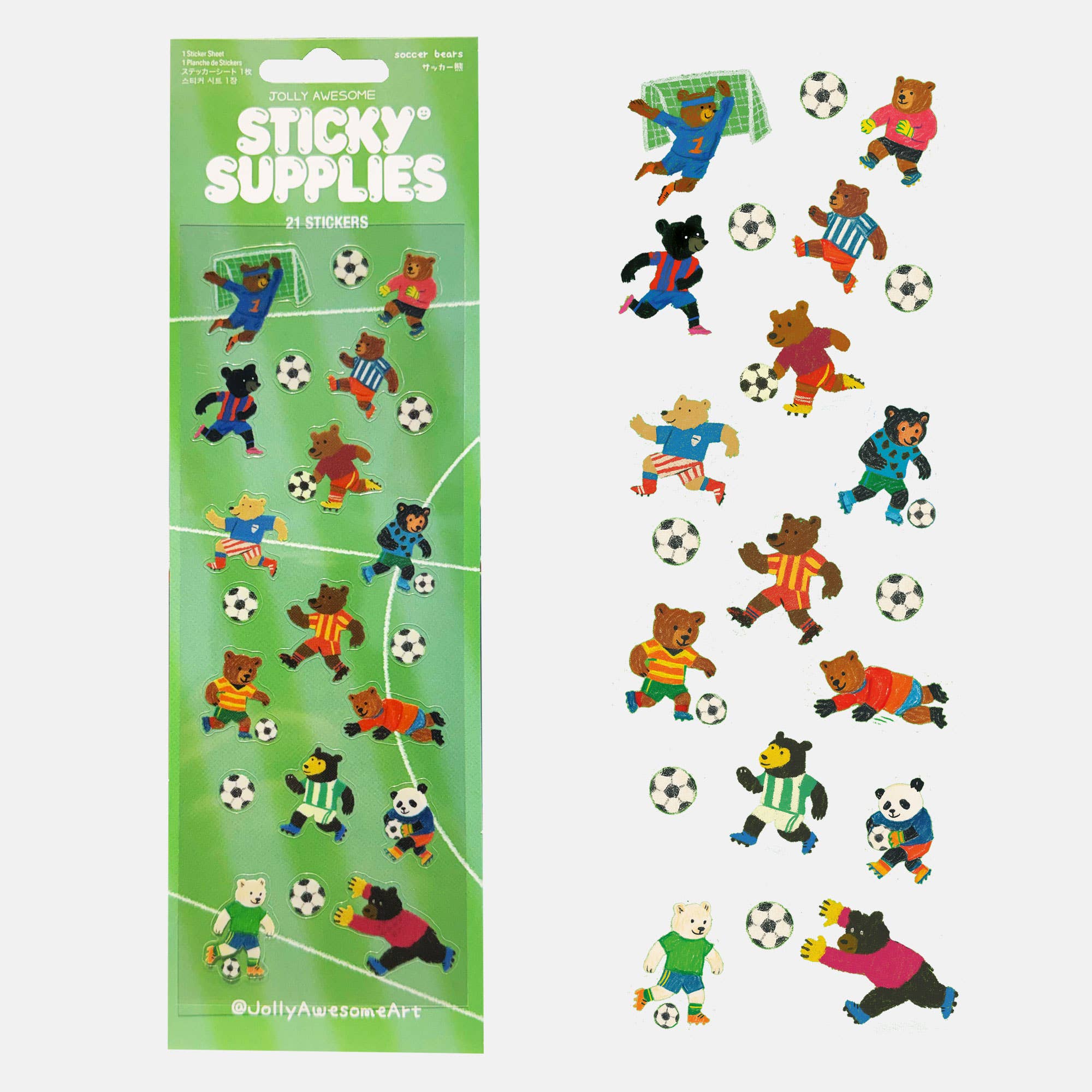 SOCCER BEARS STICKER SHEET