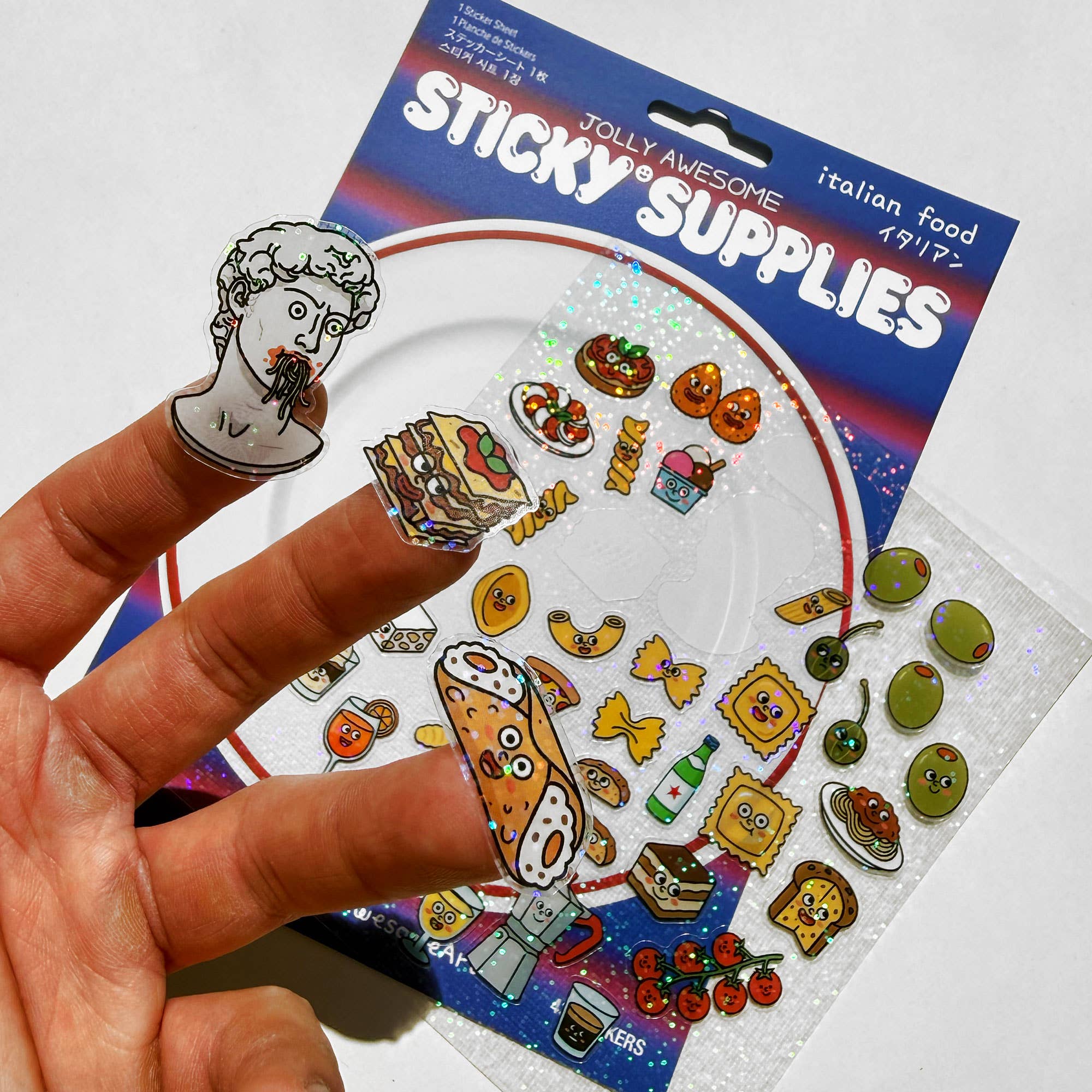 ITALIAN FOOD A5 HOLOGRAPHIC STICKER SHEET