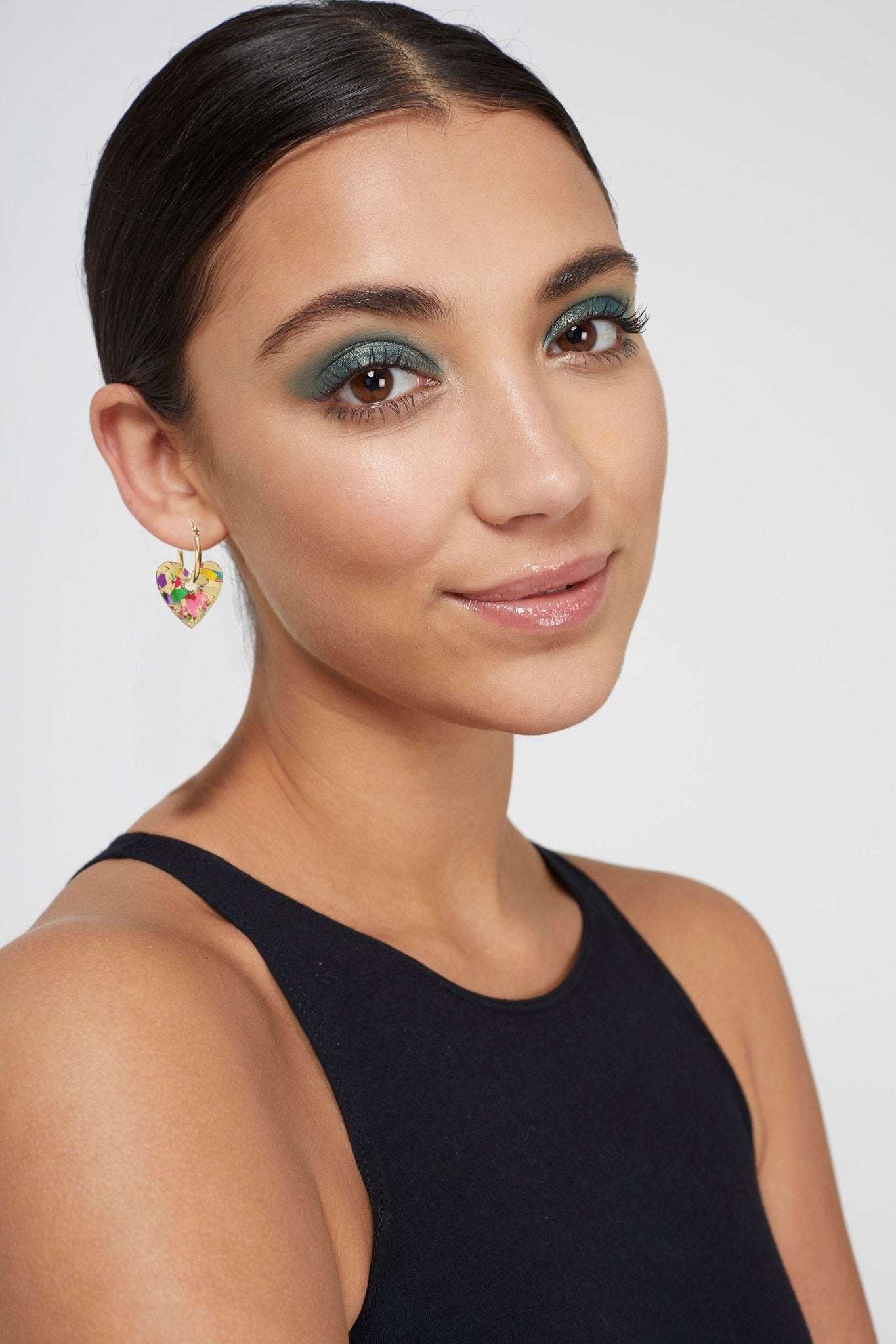 Confetti Heart Hoops - Gold accessories  earrings