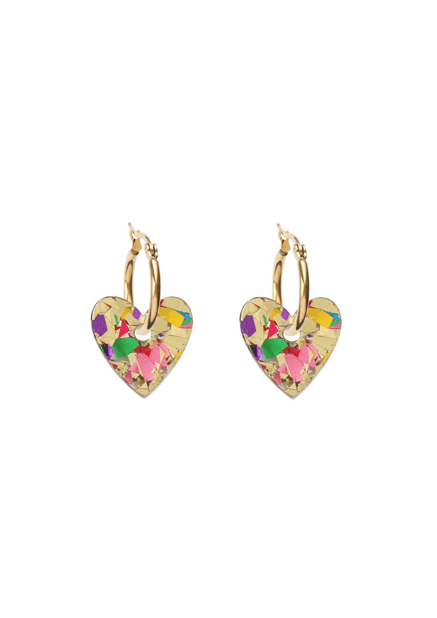 Confetti Heart Hoops - Gold accessories  earrings
