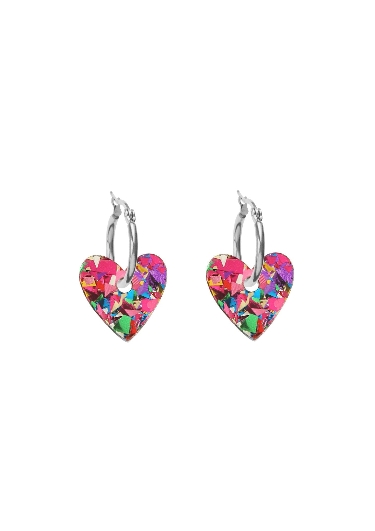 Confetti Heart Hoops - Pink accessories  earrings