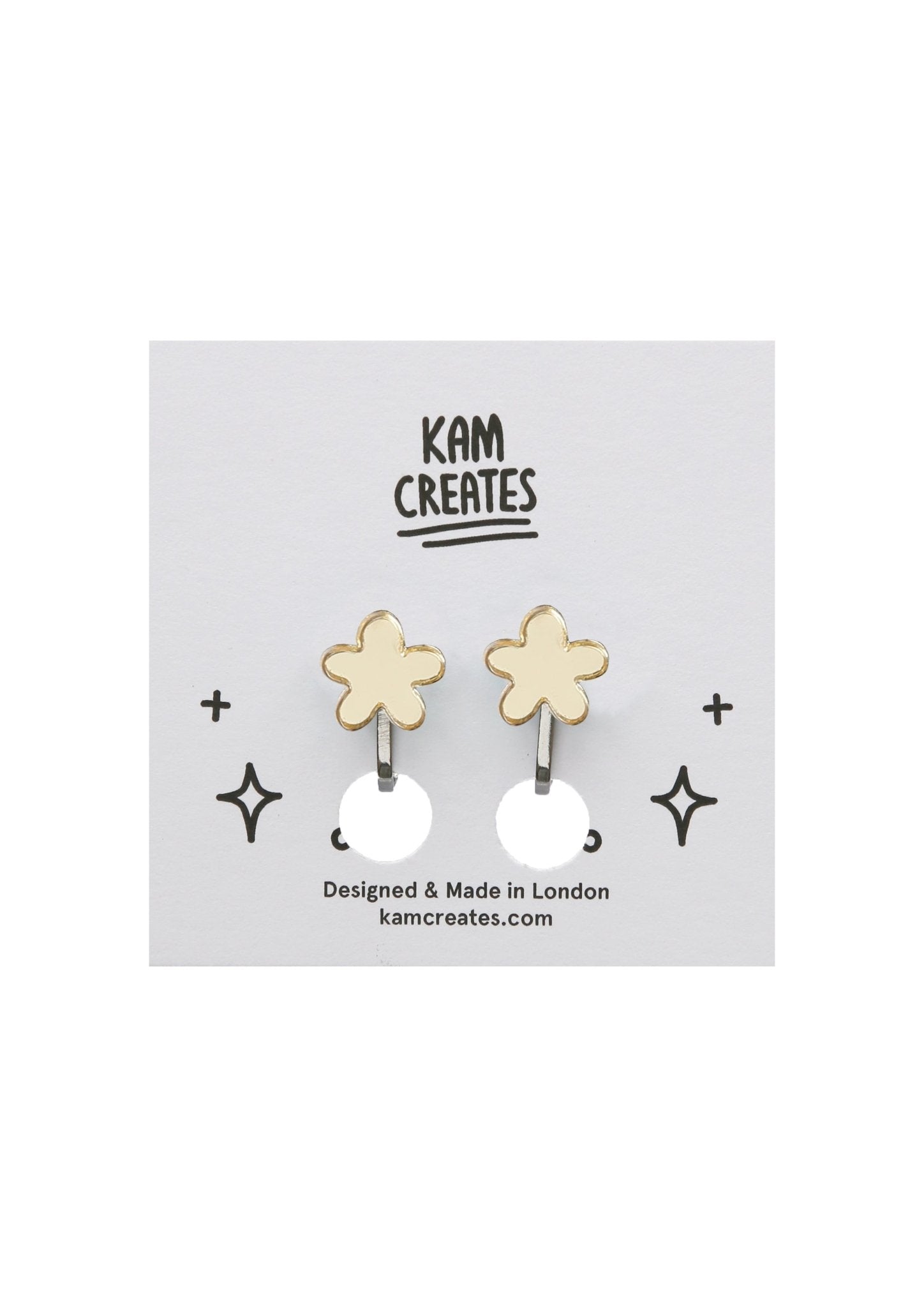 Flower Clip on Studs - Gold accessories  earrings