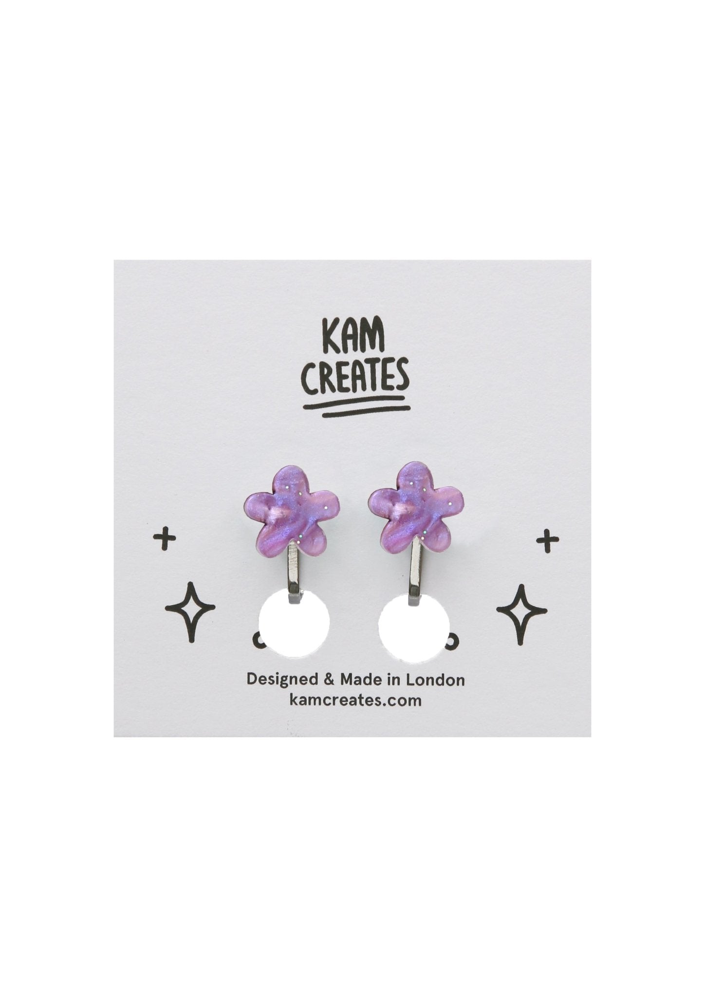Flower Clip on Studs - Purple Pearl accessories  earrings