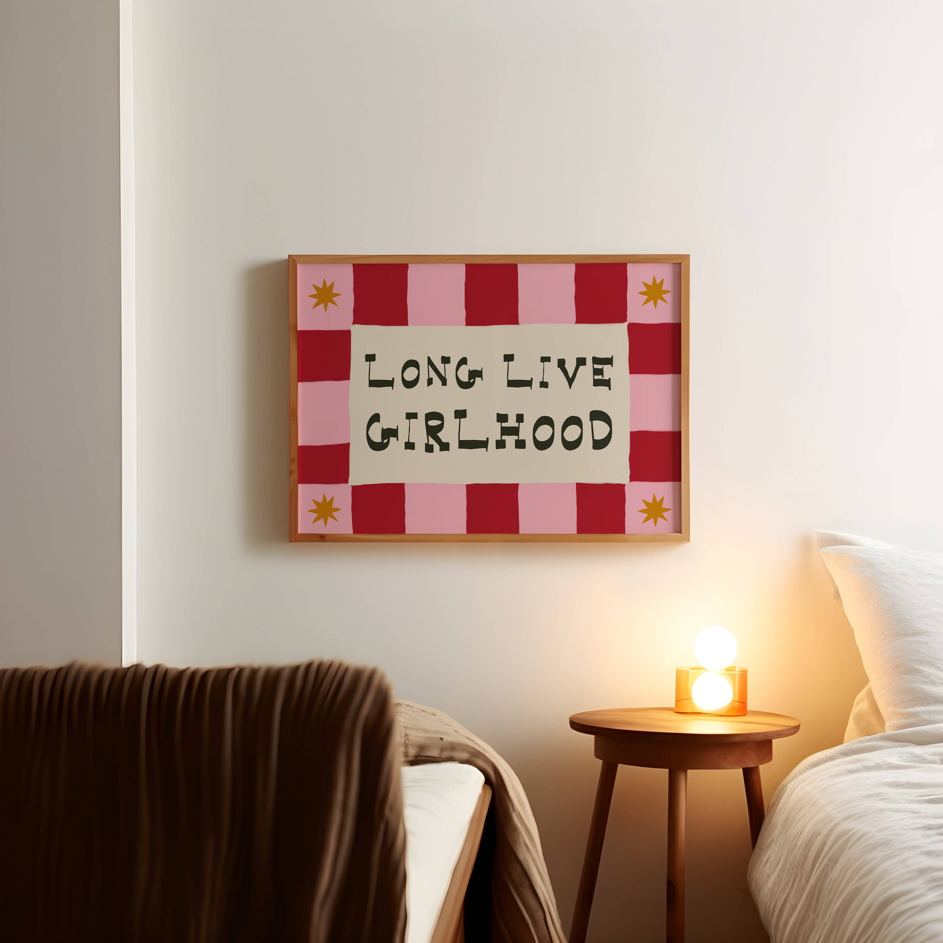 Long Live Girlhood Print: Pink & Red / Unframed / A3