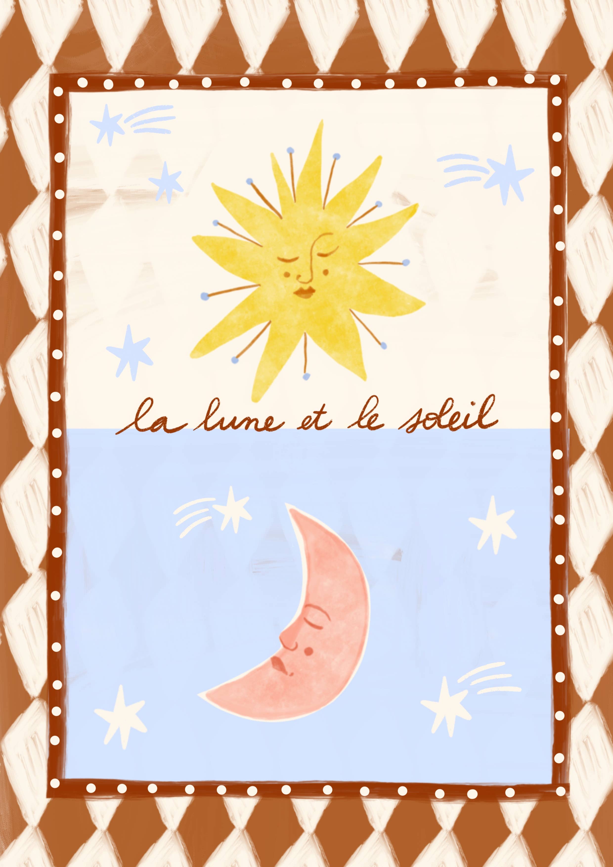 Folk la lune et le soleil print: Small