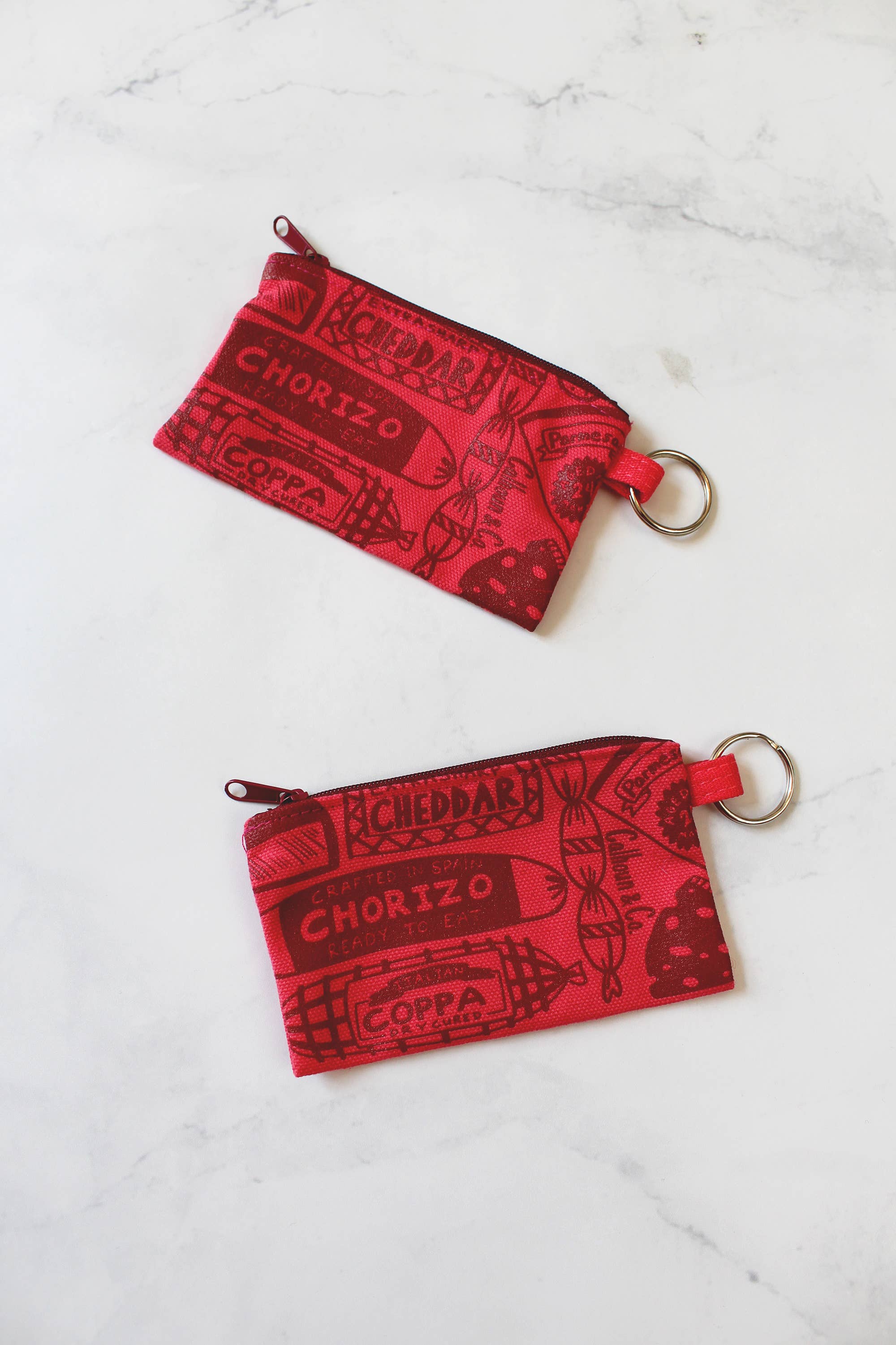 Charcuterie Cash Zipper Card Pouch with Keyring