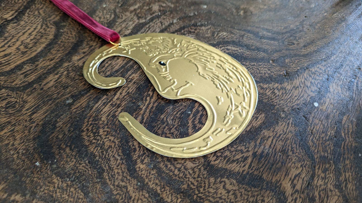 Tin Embossing Moon Ornament with Ribbon