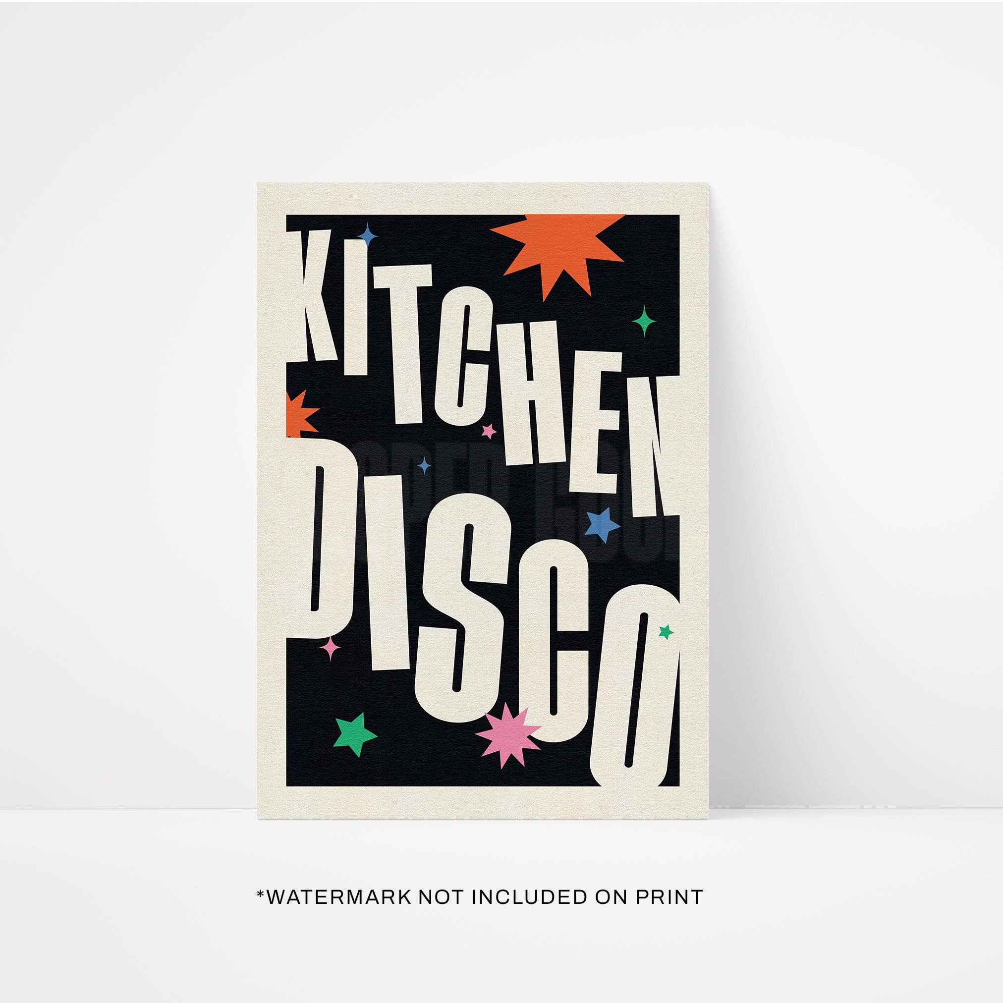 Kitchen Disco art print black rainbow by Proper Good — fun kitchen wall art
