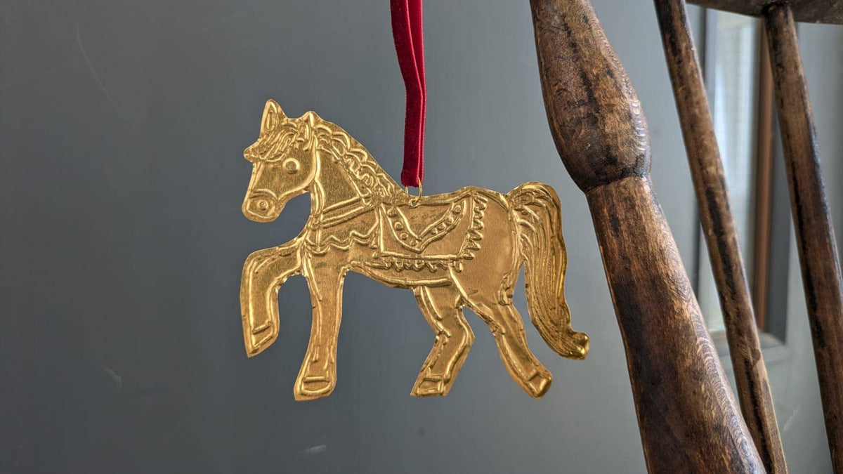 2026 Year of the Horse Tin Ornament | Handmade Embossed Decoration