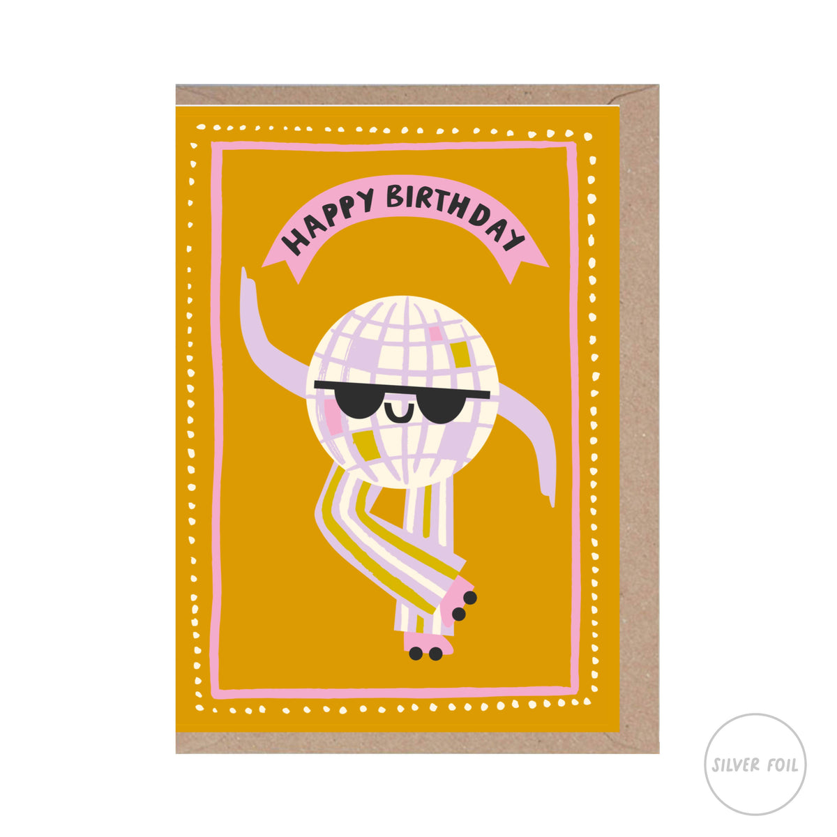 Roller-Skating Disco Ball Birthday Card