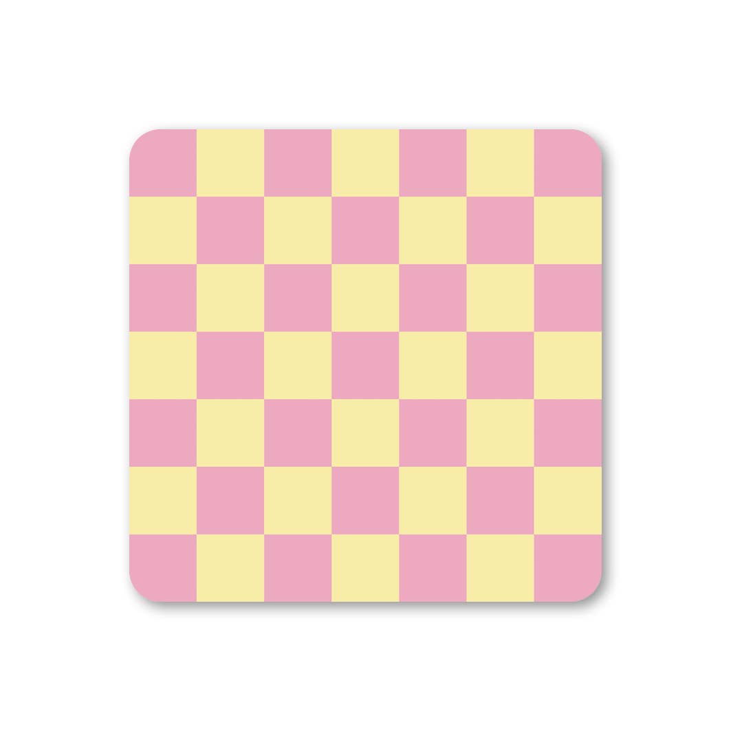 Pink & Yellow - Checkerboard Coaster coaster 