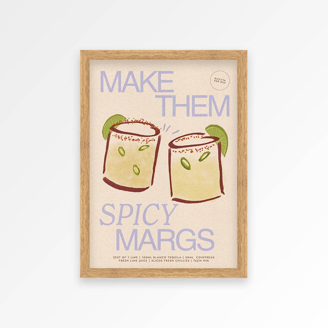 Spicy Marg Print: Pink / Unframed / A3
