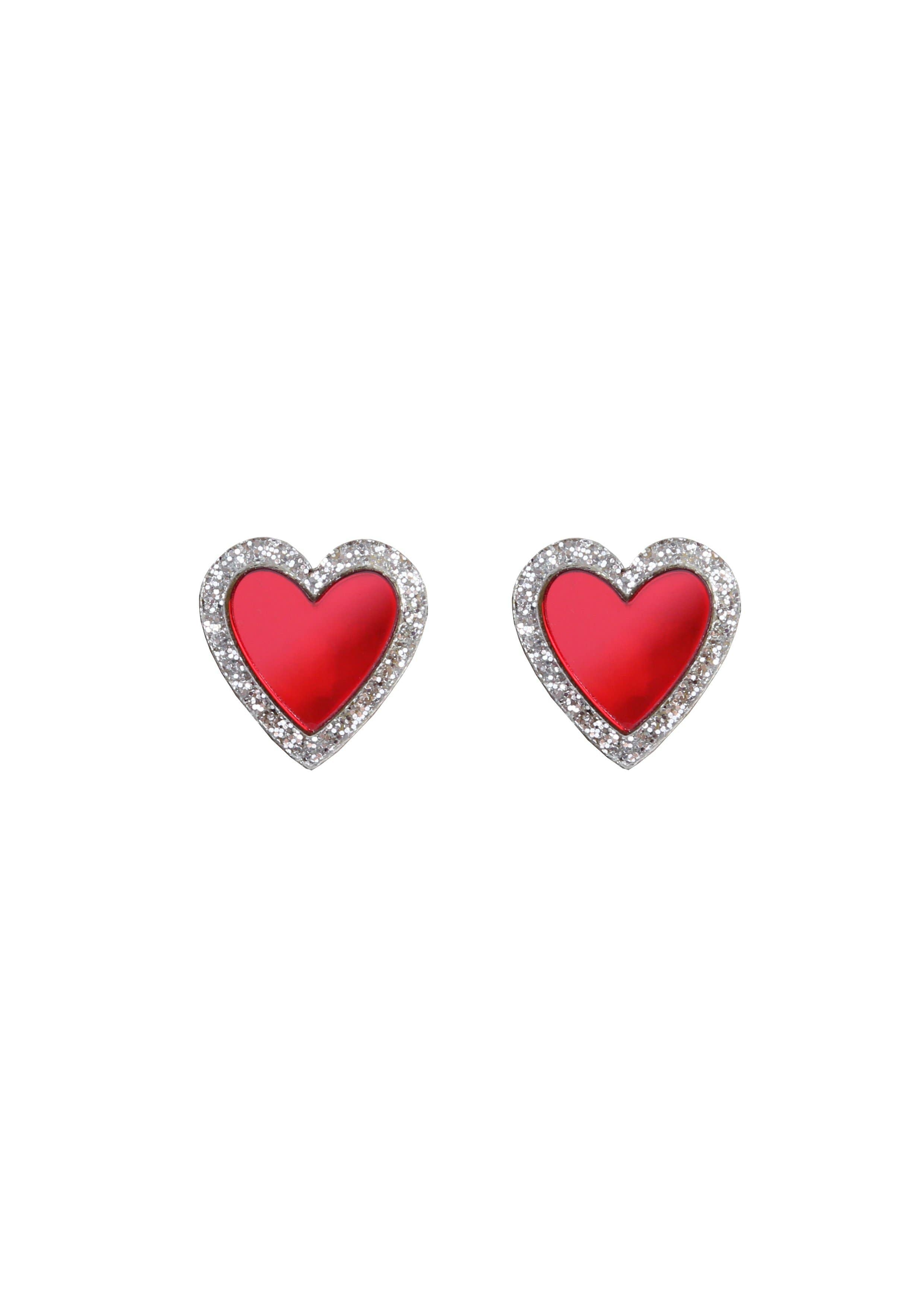 Acrylic Heart Studs: Teal mirror + Red Mirror