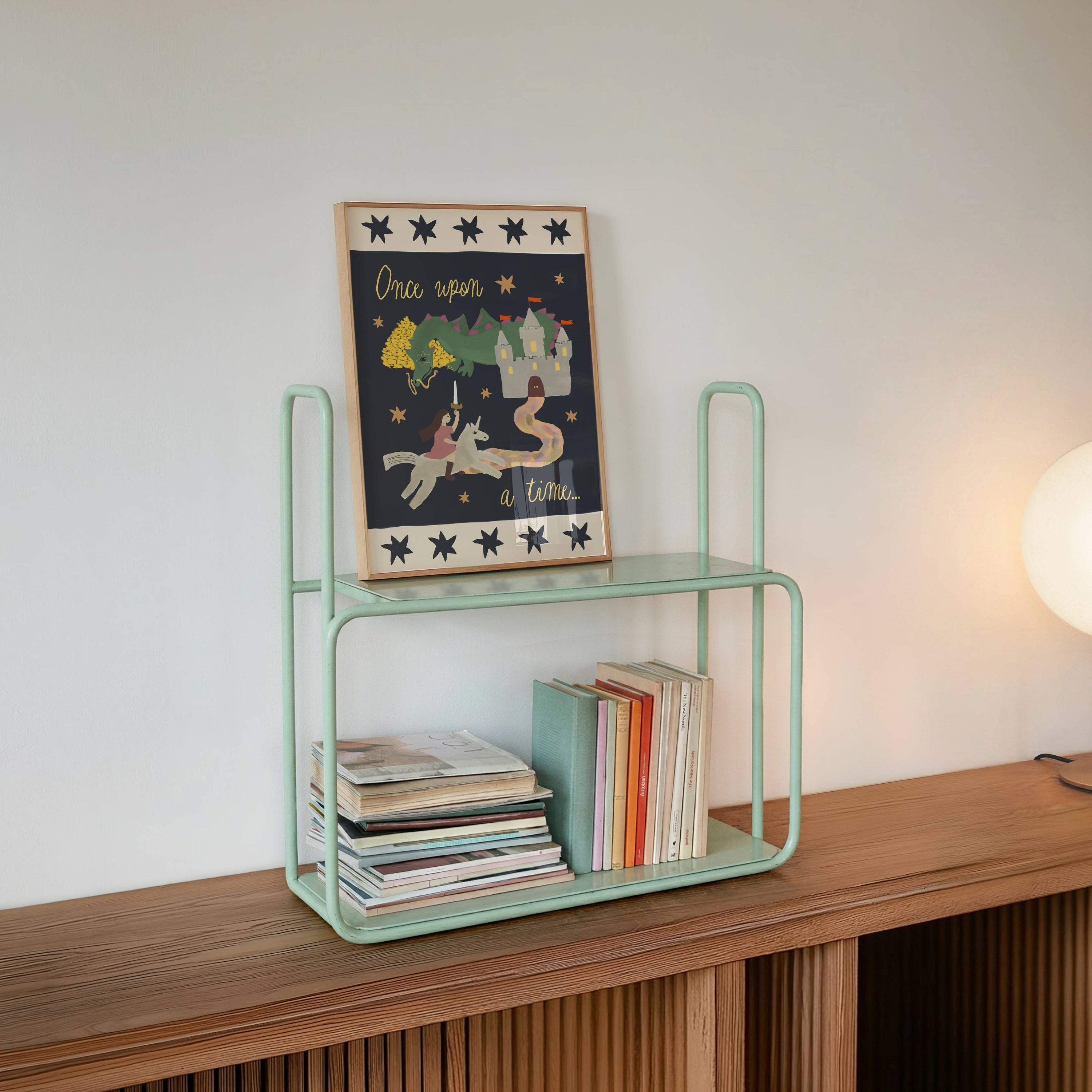 Once Upon a Time Print: Pink / Green / Unframed / A3