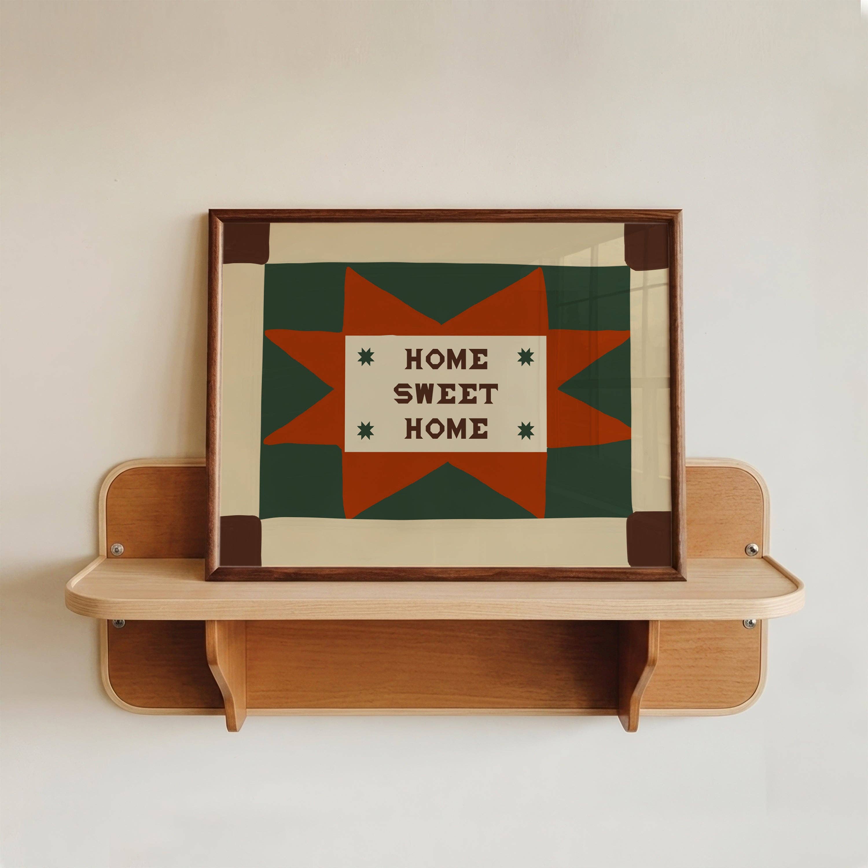 Home Sweet Home Patchwork Print: Blue / Unframed / A3