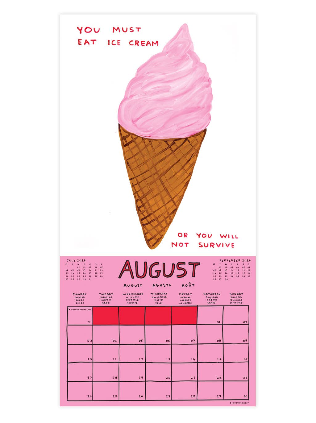 David Shrigley Official 2026 Wall Calendar