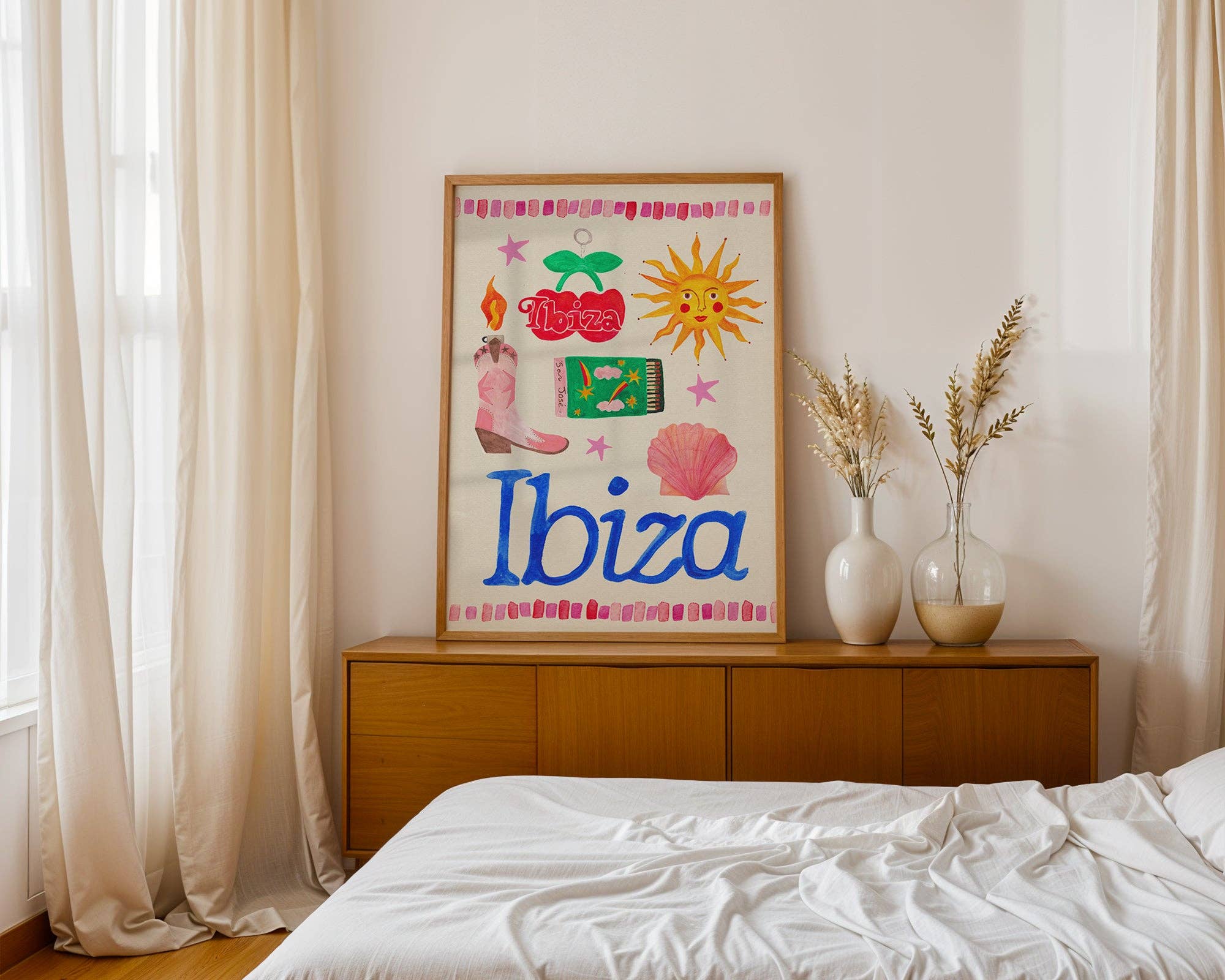 Ibiza Travel Trinket Hand Painted Print A3