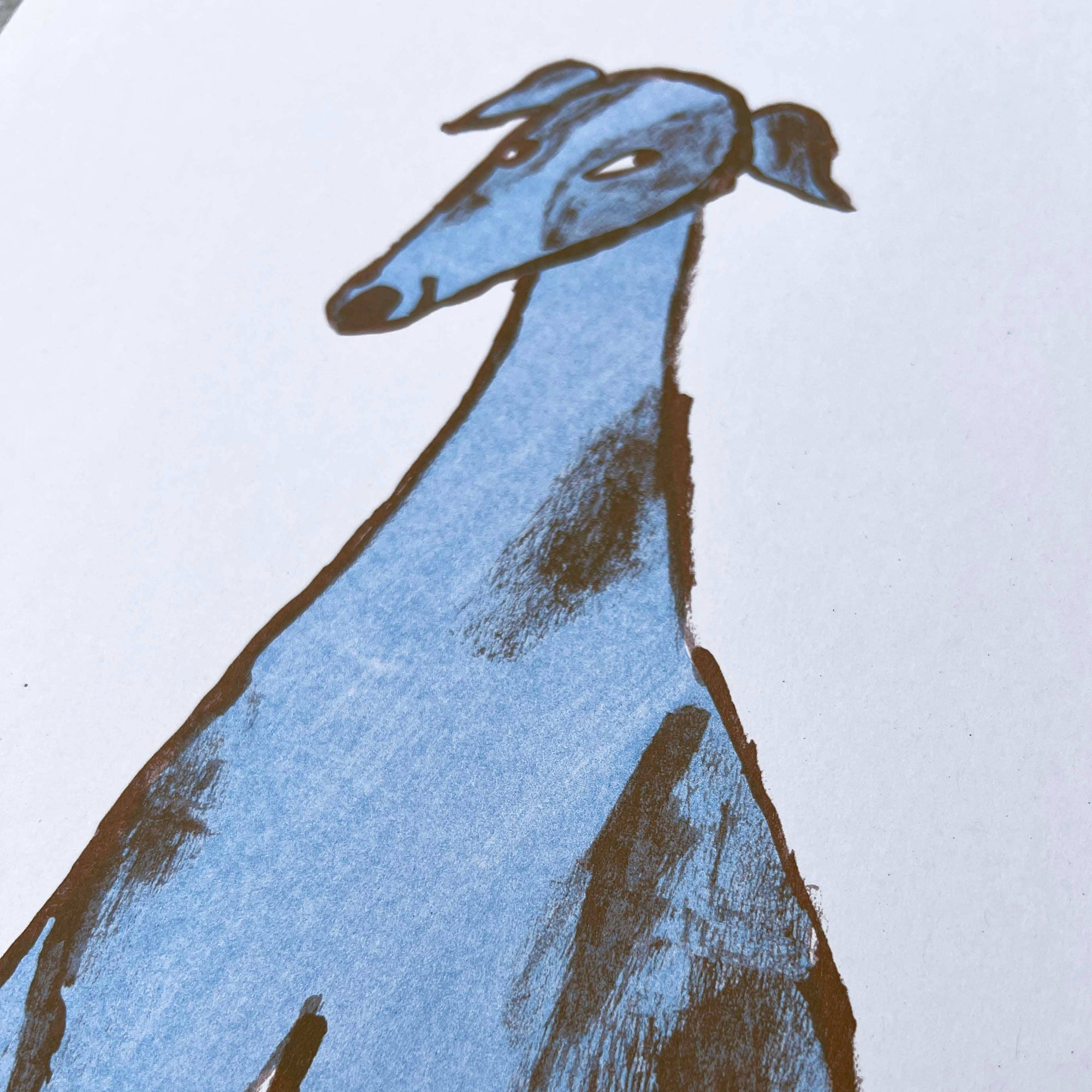 Blue Dog Risograph Art Print: A3