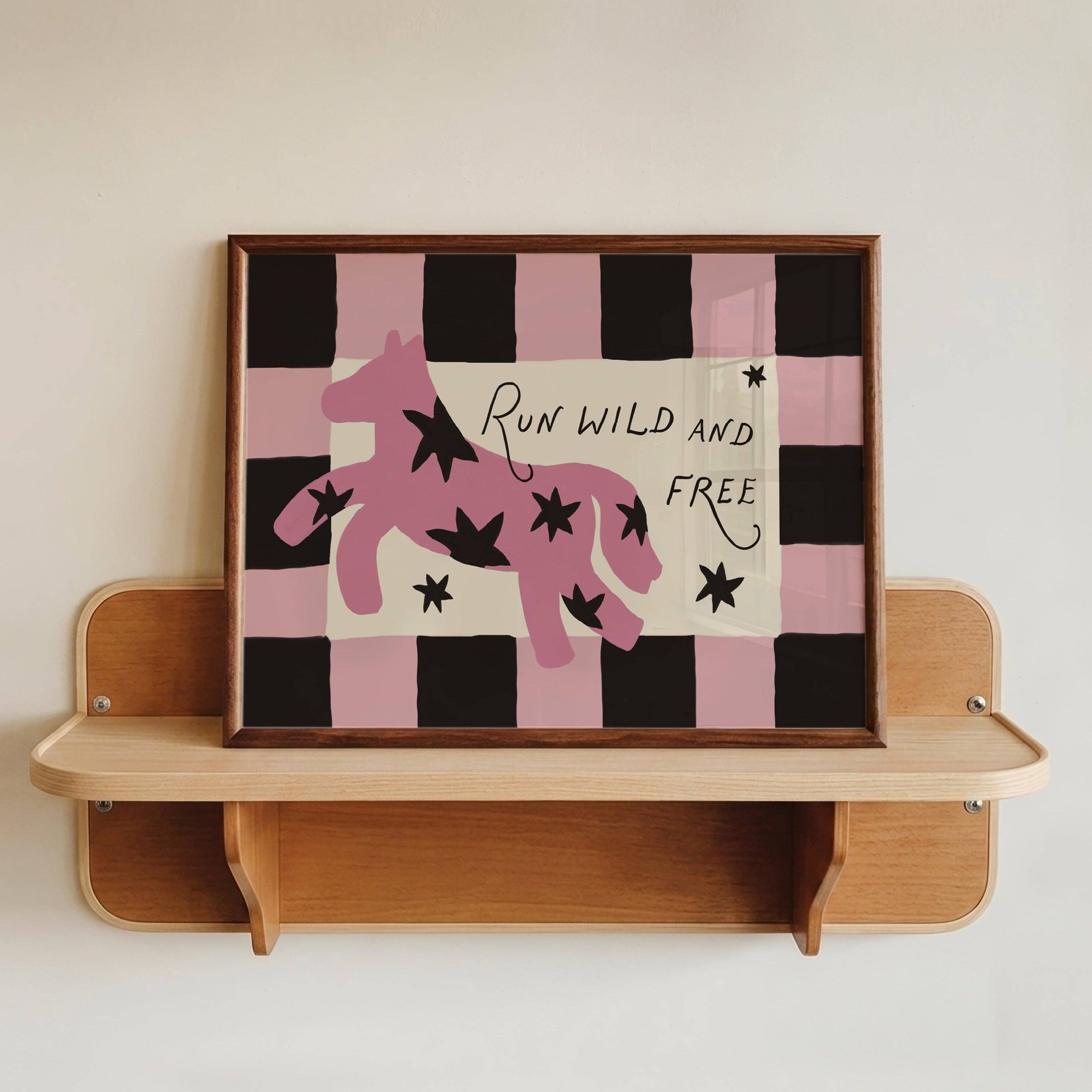 Run Wild & Free Print: Pink / Brown / Unframed / A5