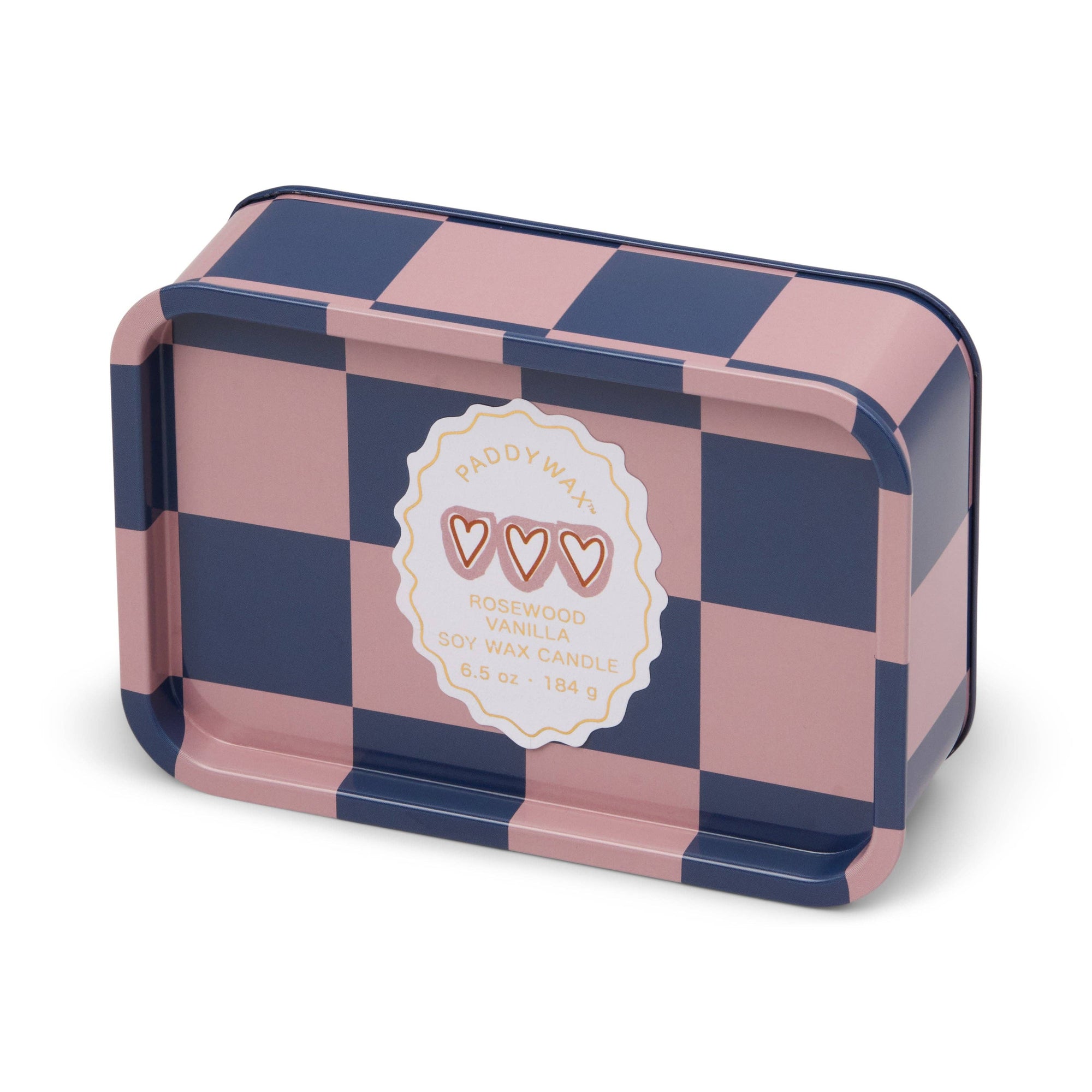 A Dopo 6oz/184g Hearts Printed Tin Candle - Rosewood Vanilla