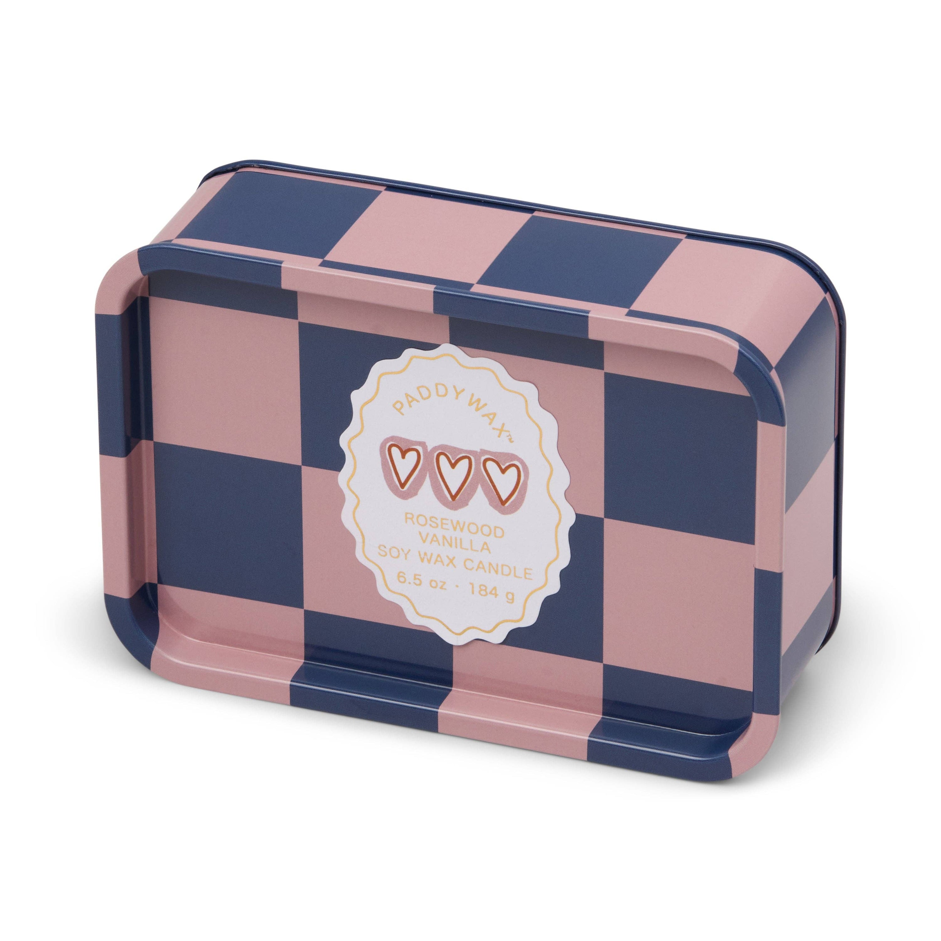 A Dopo 6oz/184g Hearts Printed Tin Candle - Rosewood Vanilla