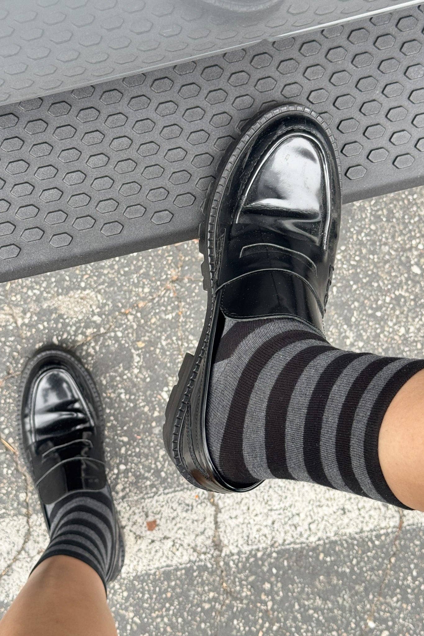 Le Bon Shoppe Wide Wally Socks - Navy Stripe