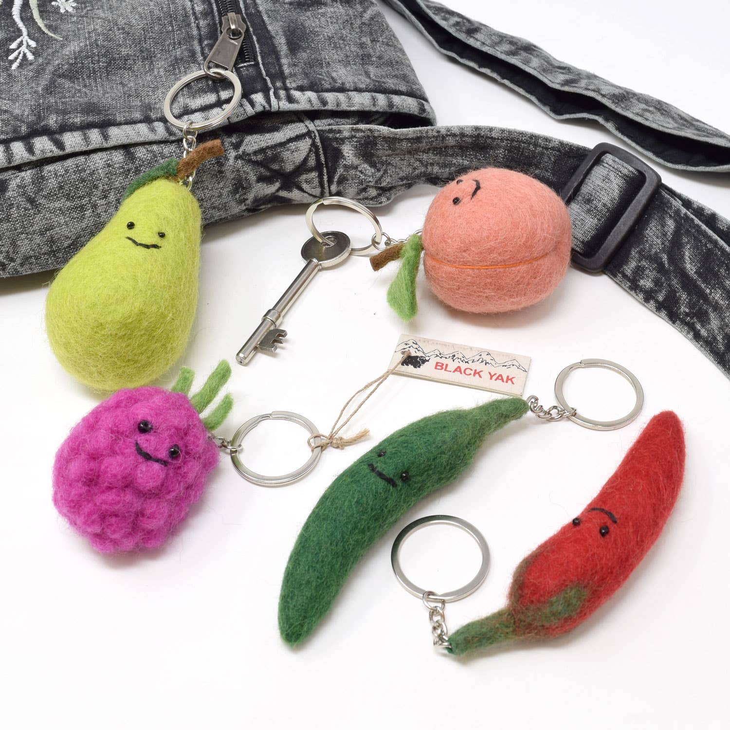 Felt Keychain - Peach Felt Keyring - Black Yak Ltd Modern Love Store Glasgow