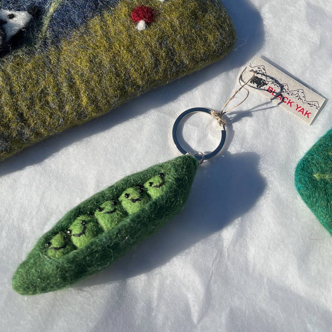 Felt Keychain - Peas In A Pod Felt Keyring - Black Yak Ltd Modern Love Store Glasgow