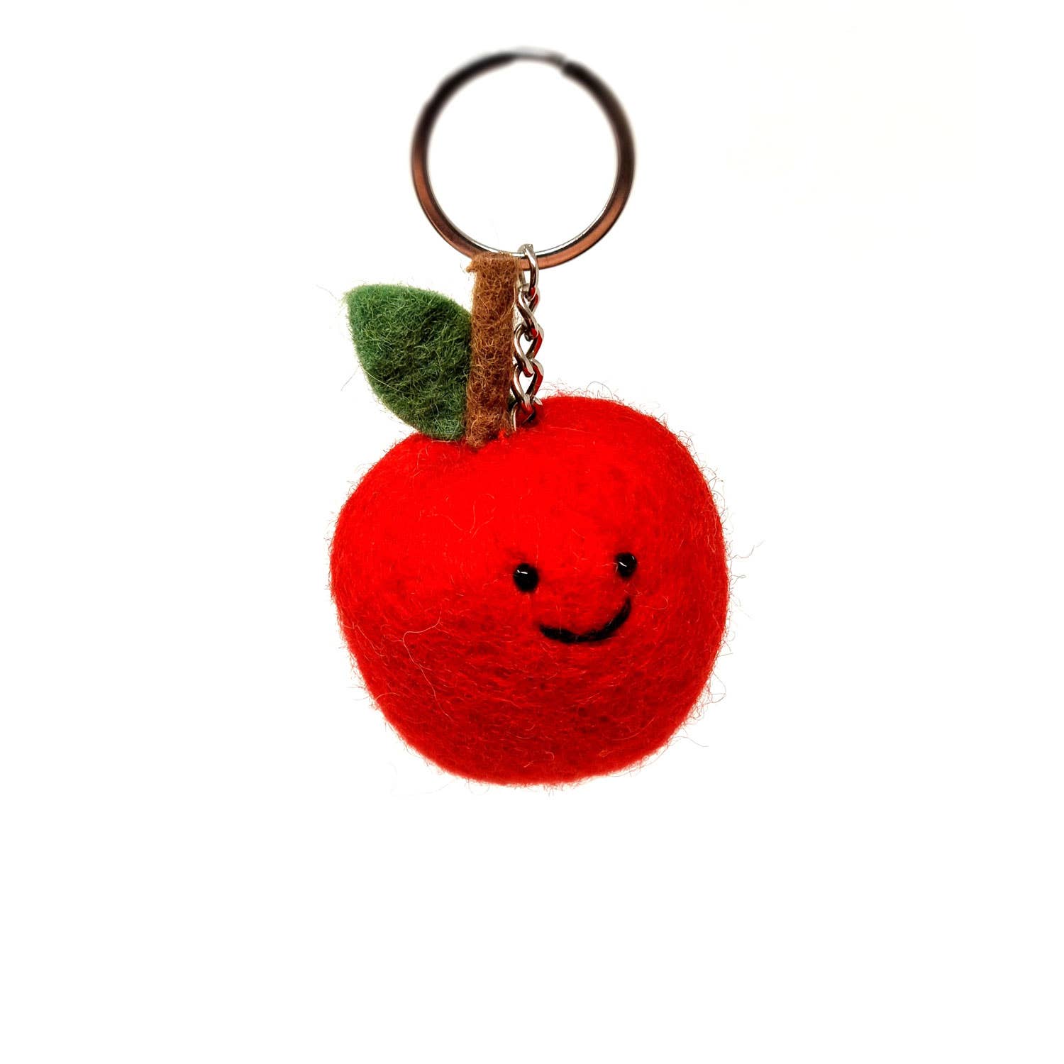 Felt Keychain - Red Apple Keyring - Black Yak Ltd Modern Love Store Glasgow