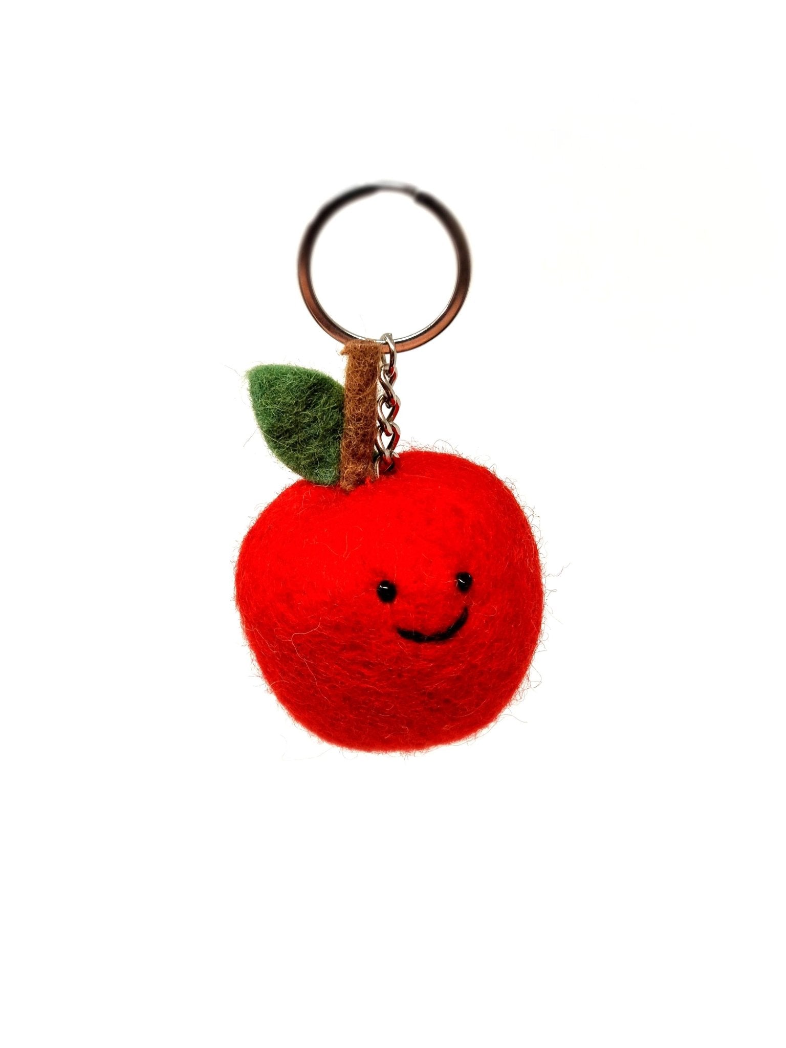 Felt Keychain - Red Apple Keyring - Black Yak Ltd Modern Love Store Glasgow